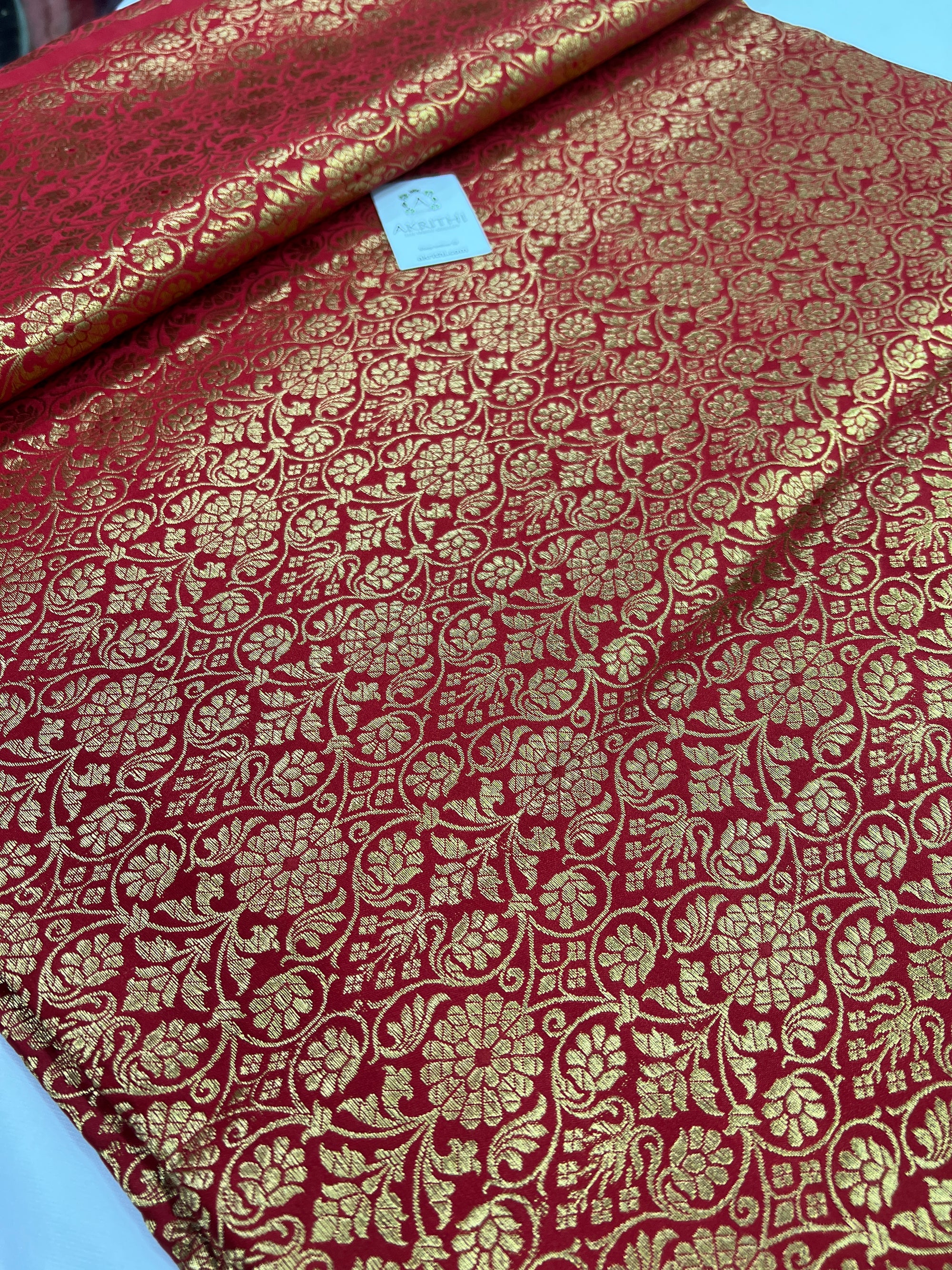 Banarasi brocade fabric red