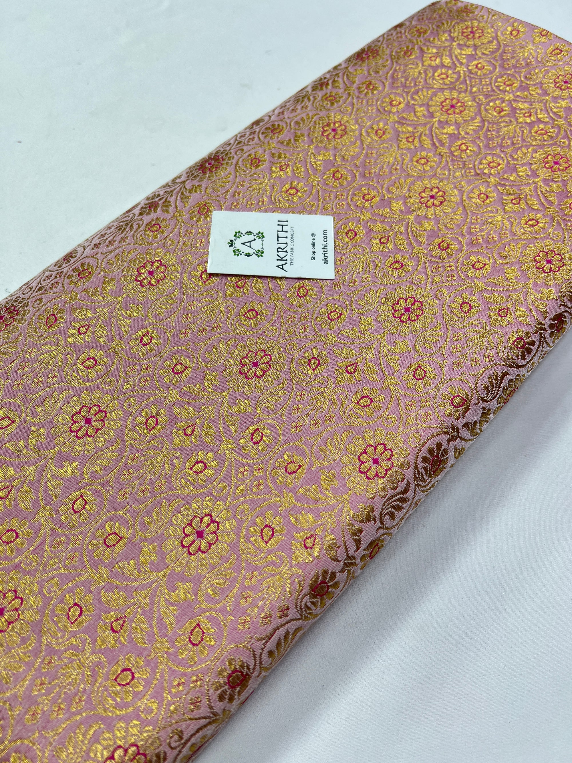 Banarasi brocade fabric onion pink