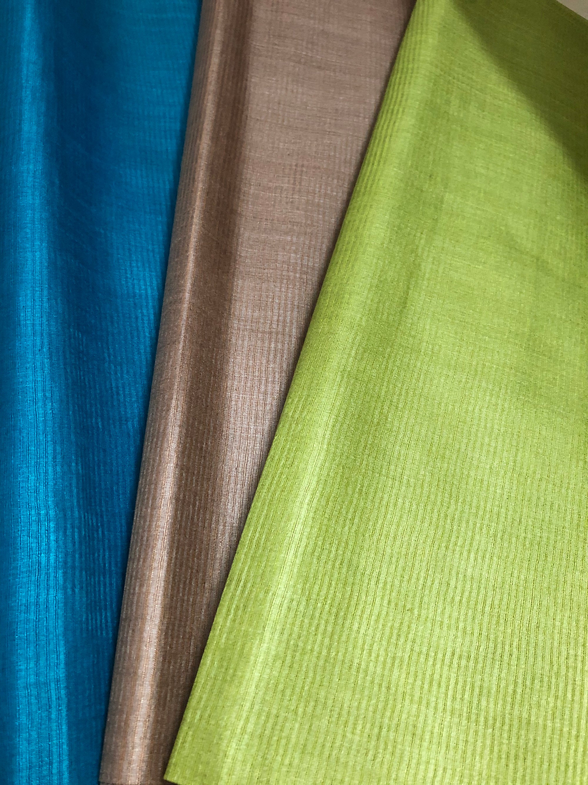 Self woven Striped pure tussar silk fabric