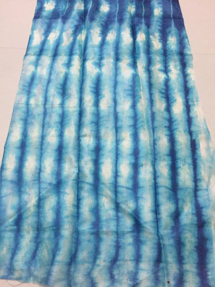 Shibori dyed Pure tussar silk fabric