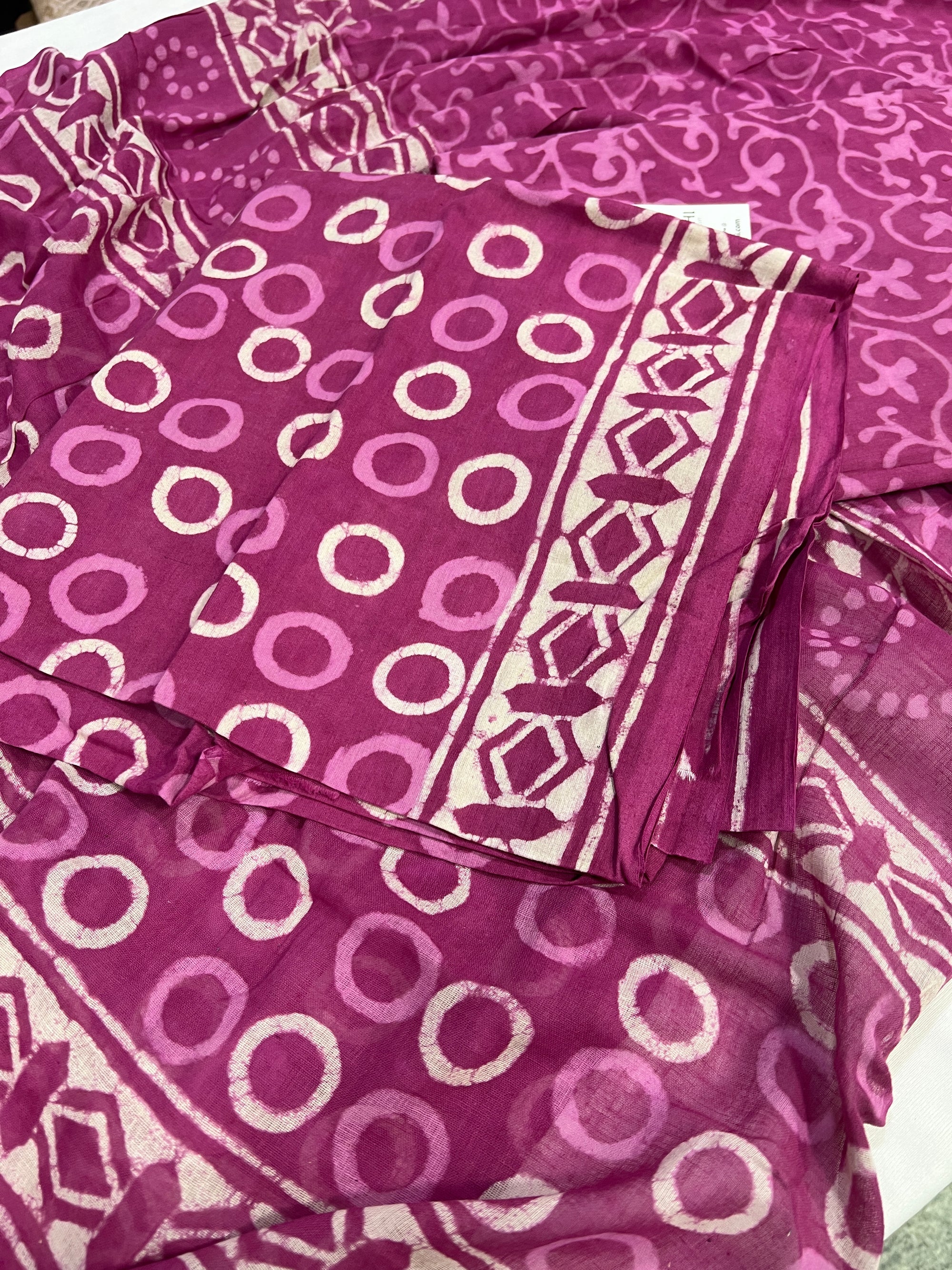 Hand block printed pure cotton salwar suit with dupatta