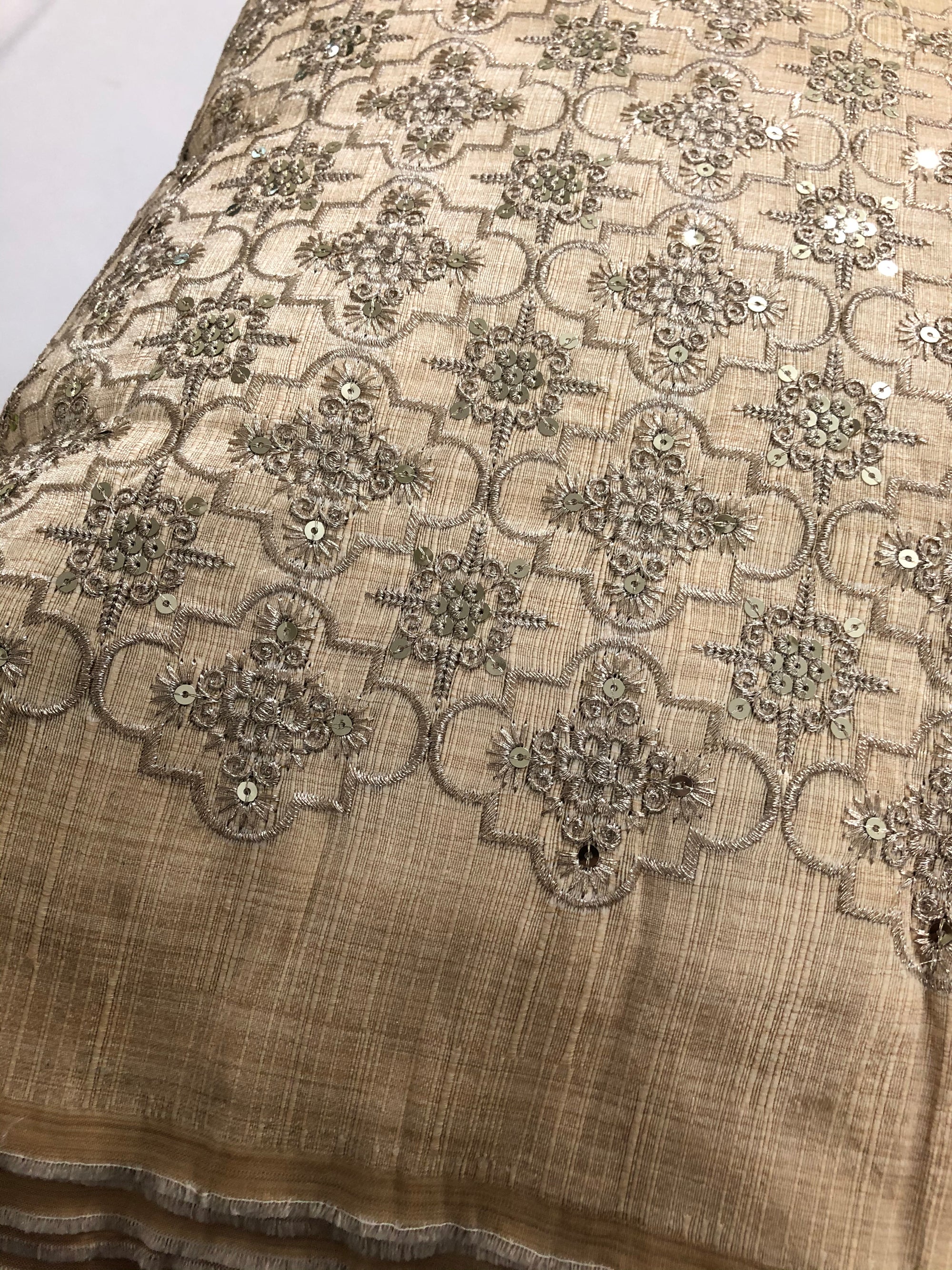 Embroidery on Raw silk fabric