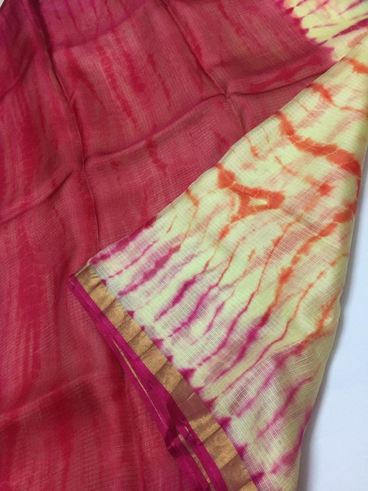 Tie and dye pure kota silk saree