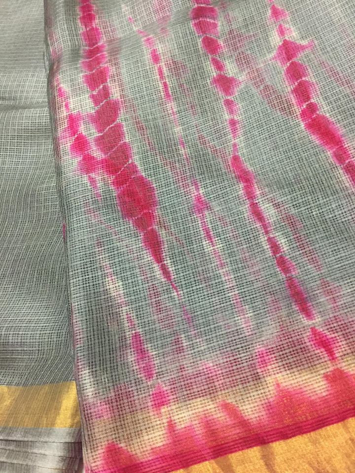Tie and dye pure kota silk saree