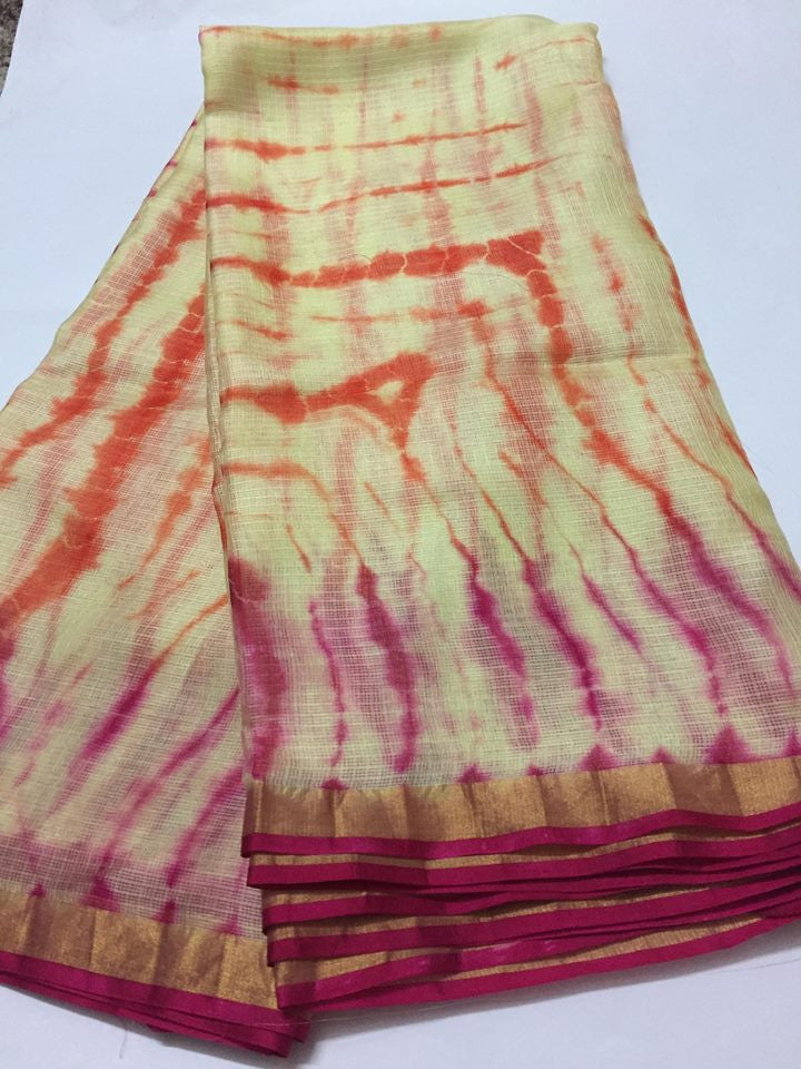 Tie and dye pure kota silk saree