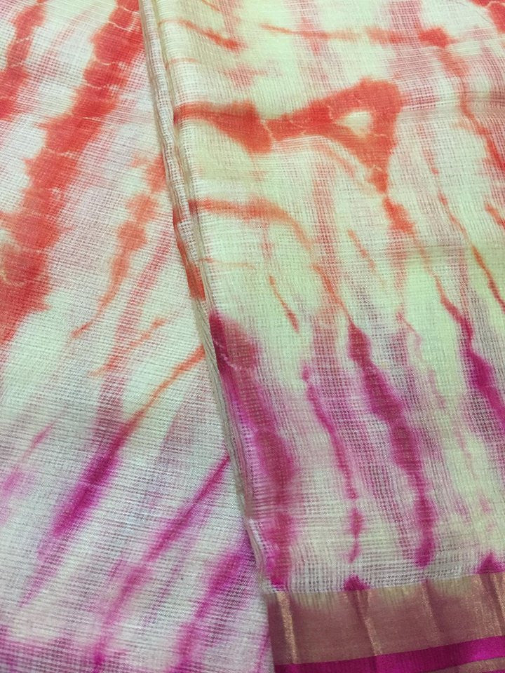 Tie and dye pure kota silk saree