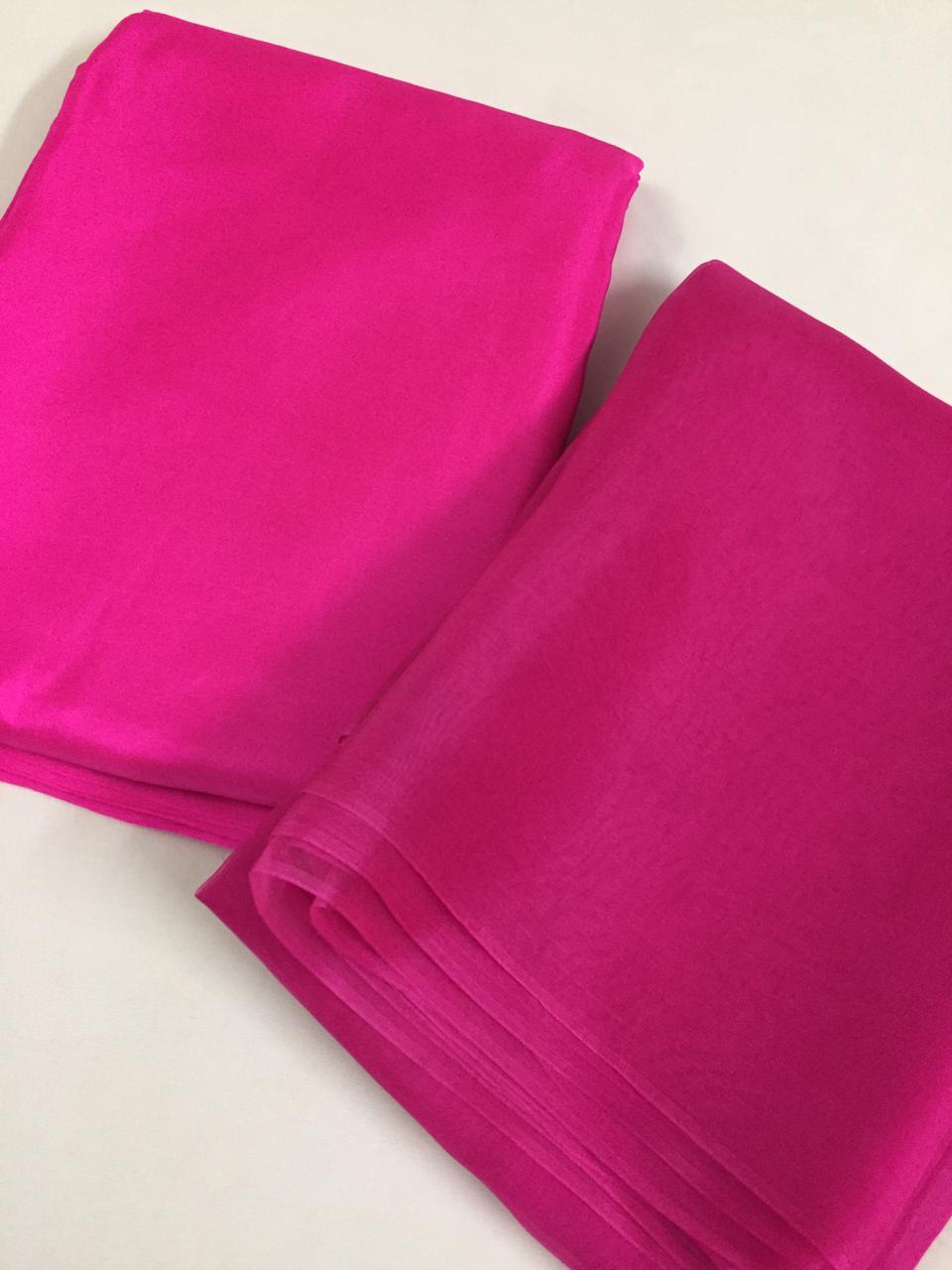 Habutai silk top with organza silk dupatta
