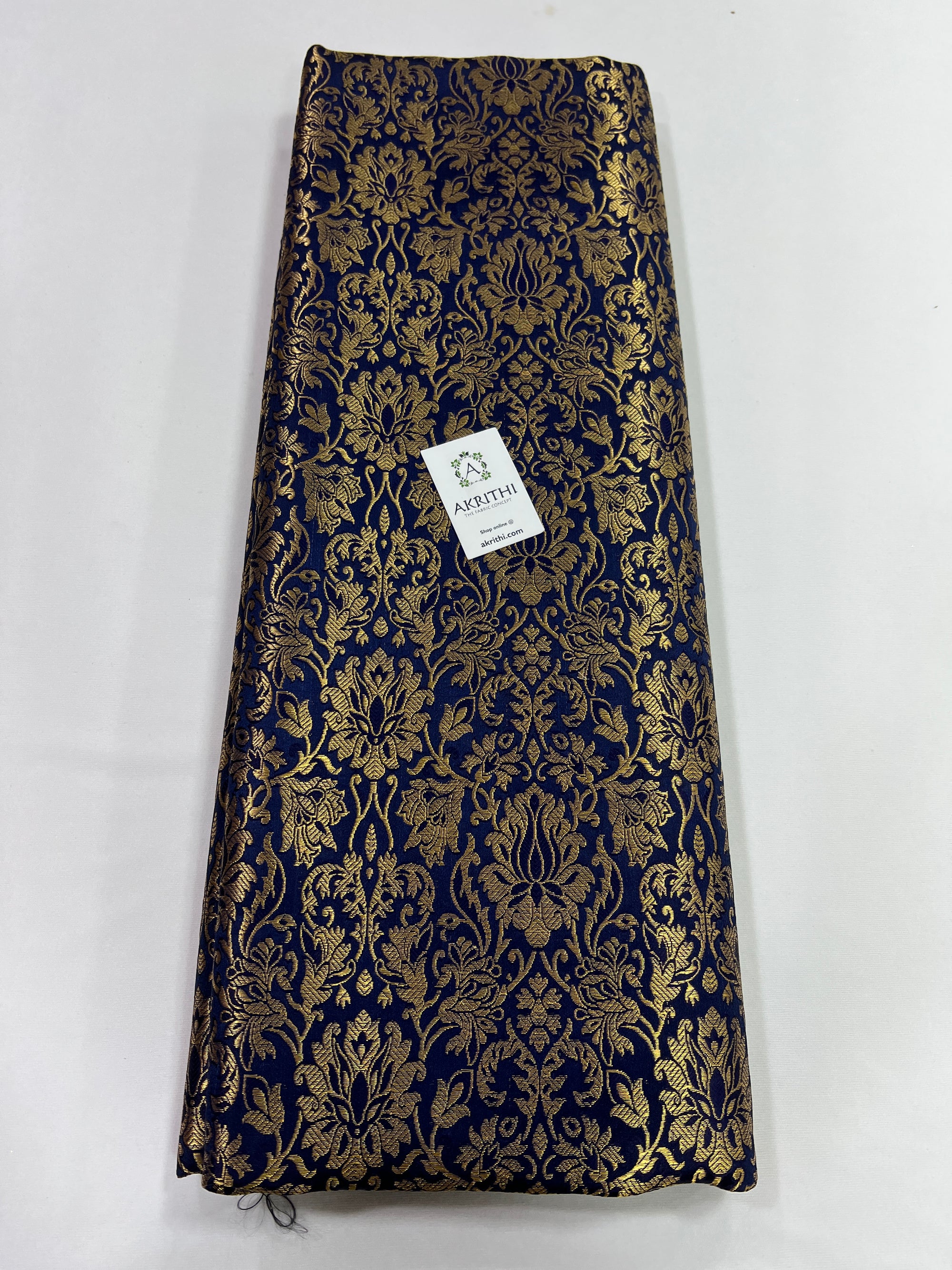 Banarasi brocade fabric navy blue