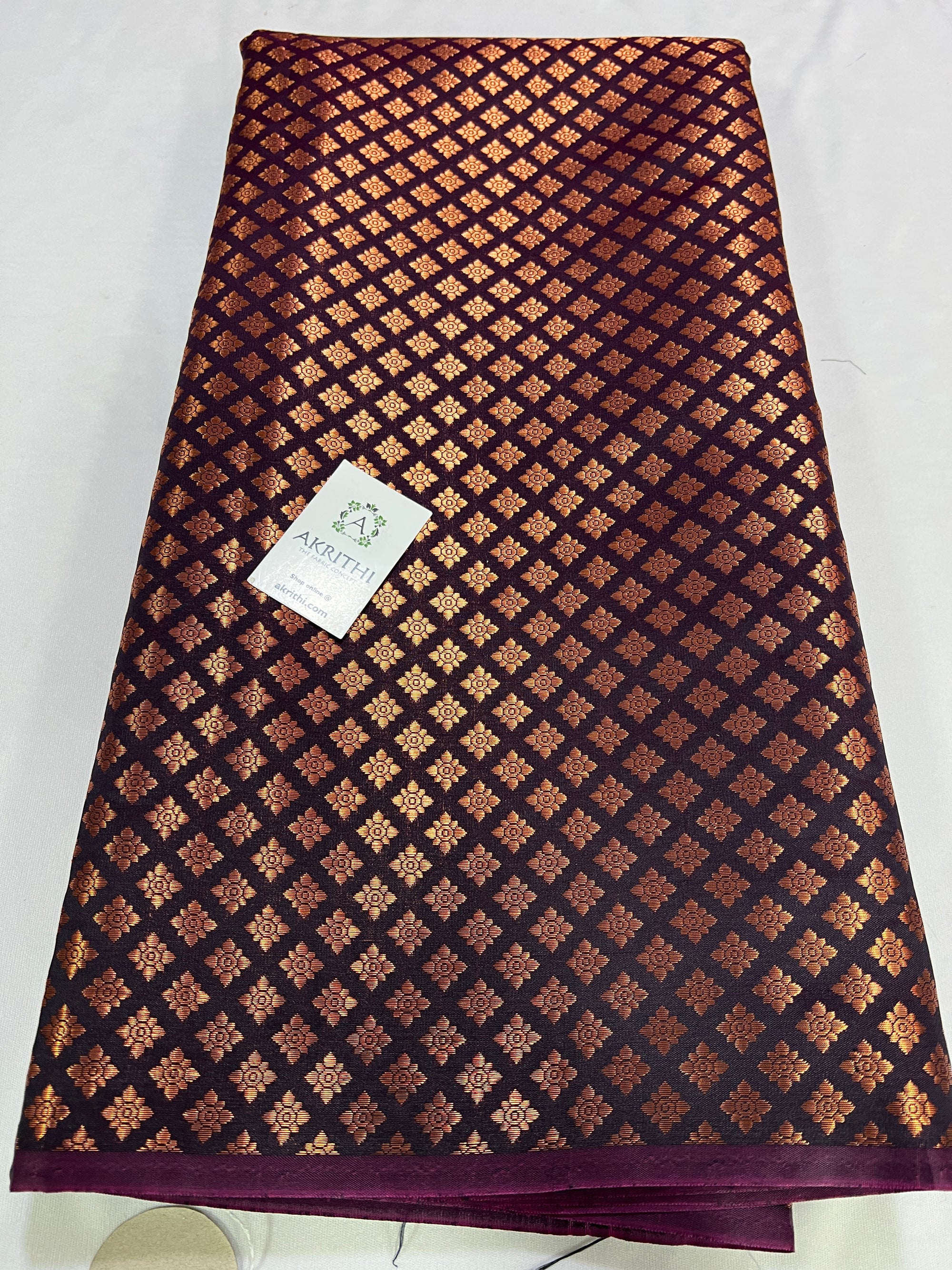Banarasi brocade fabric with copper zari