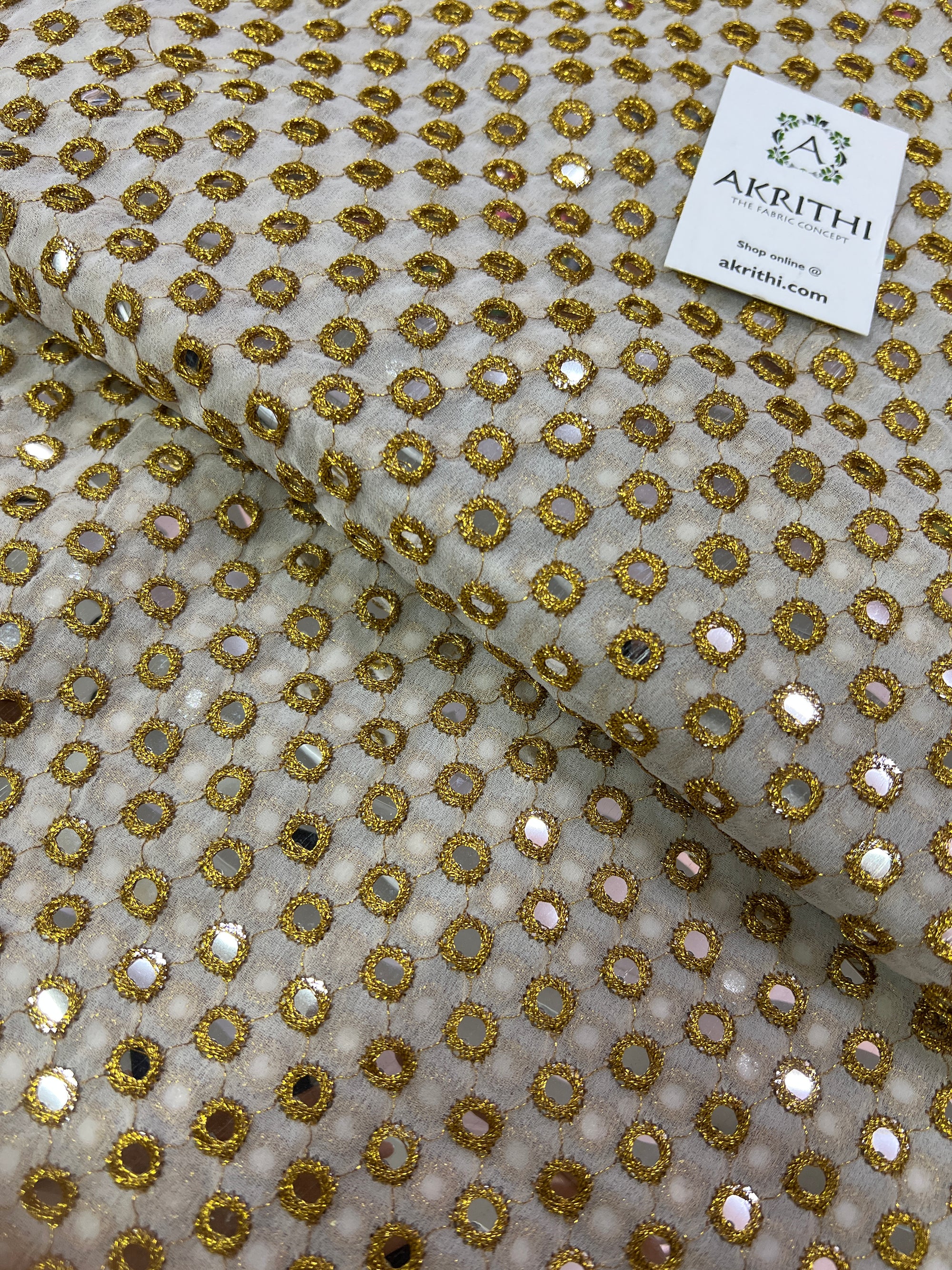 Mirror Embroidery on Georgette fabric