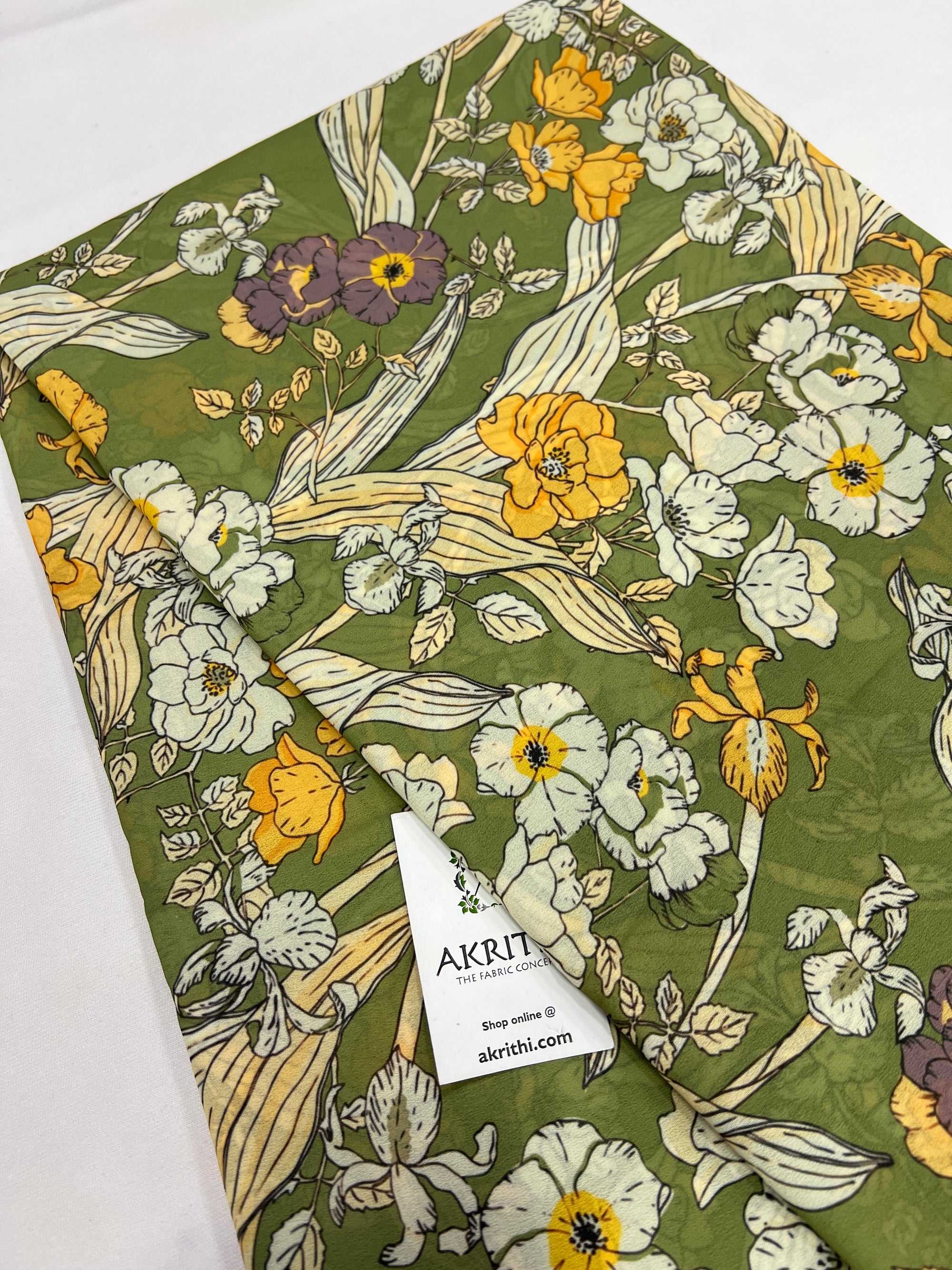 Digital floral printed georgette fabric
