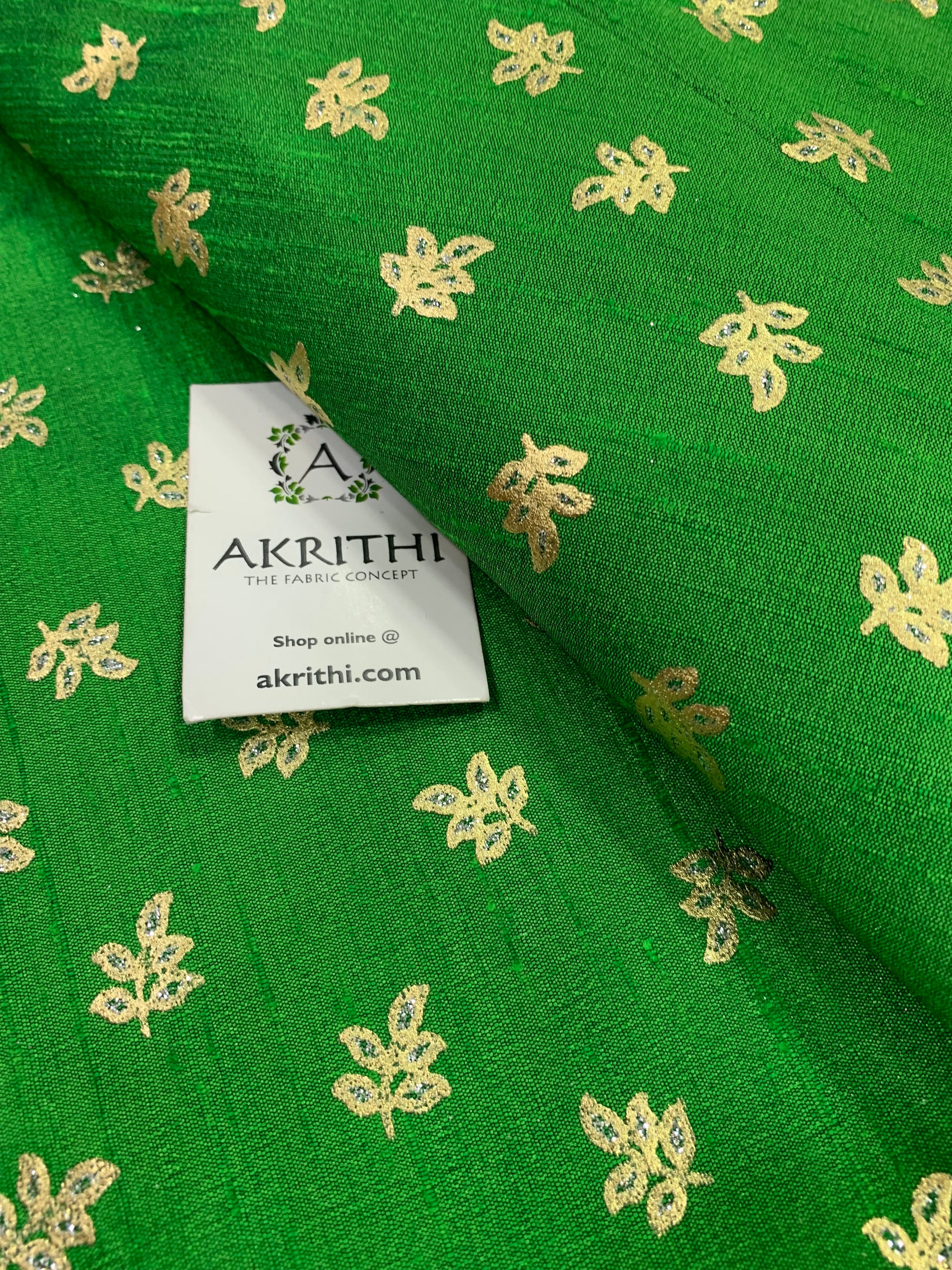 Foil printed raw silk fabric