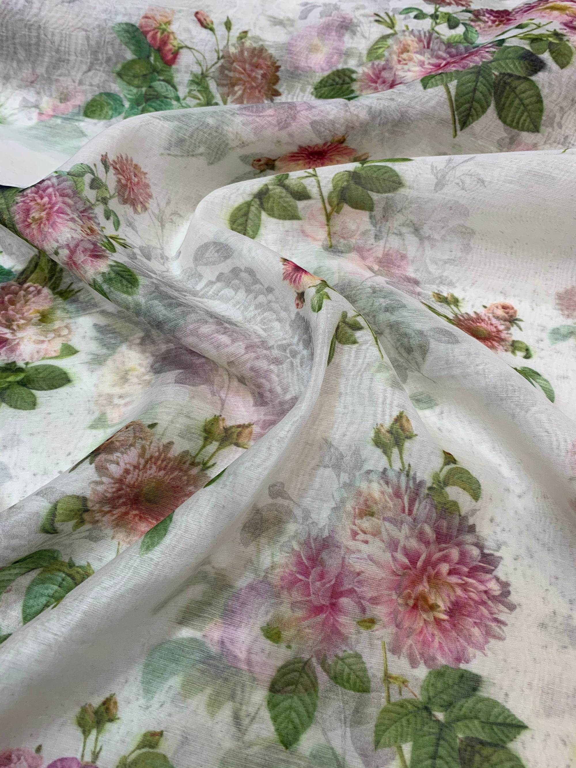 Floral Printed Pure silk cotton fabric