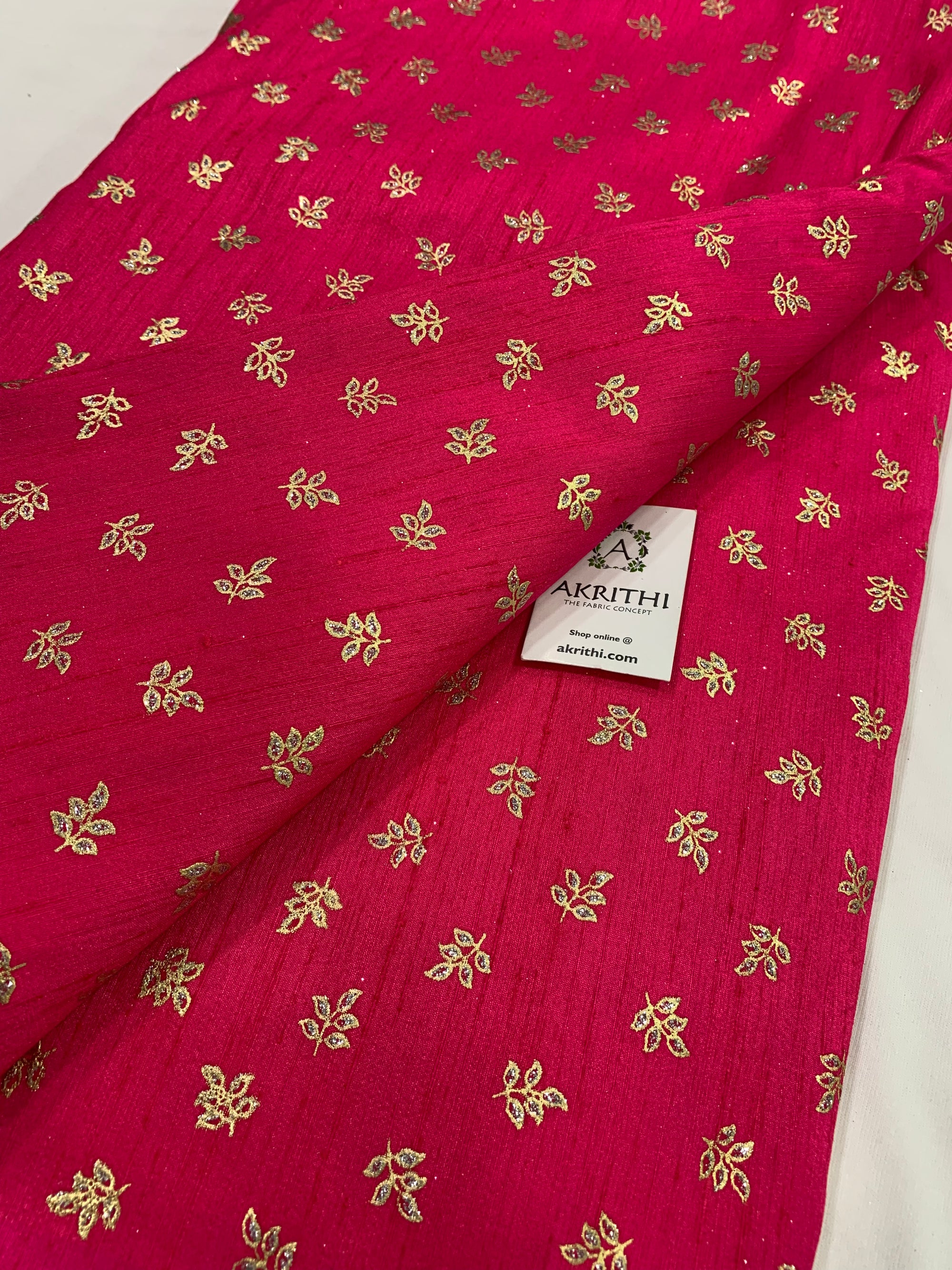 Foil printed raw silk fabric