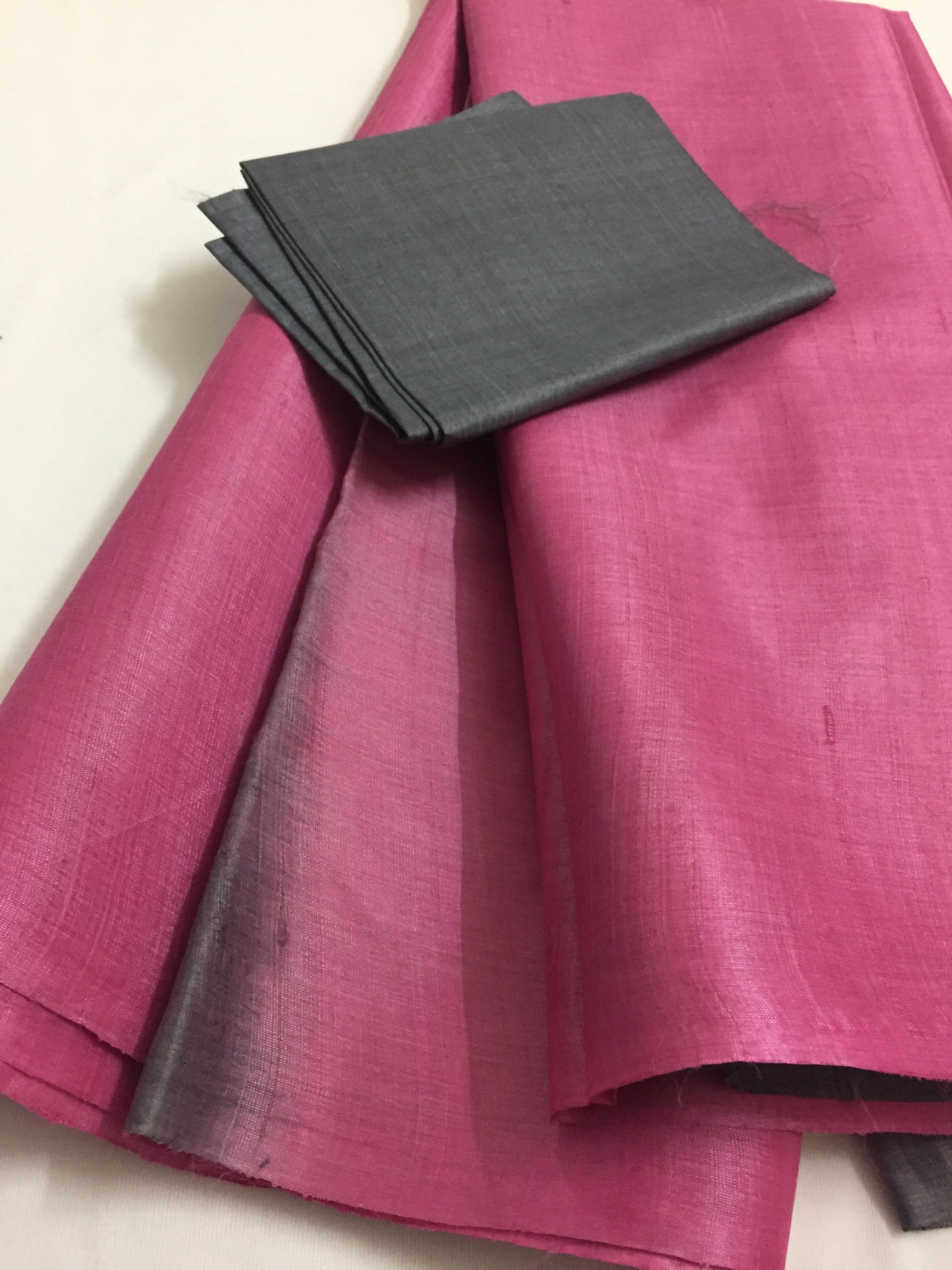 Handloom pure tussar silk saree with contrast blouse