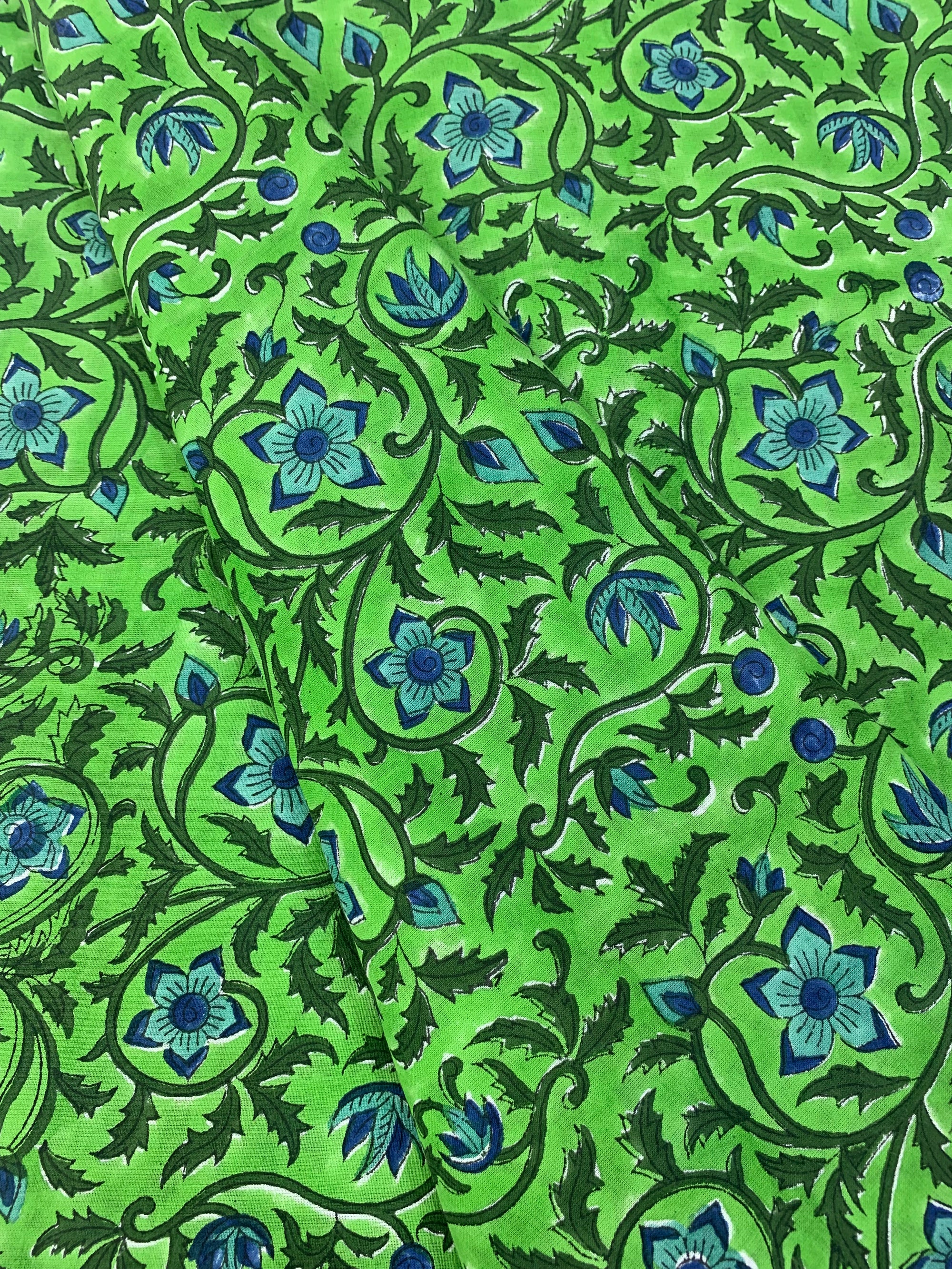 Hand Block Printed pure mul cotton fabric