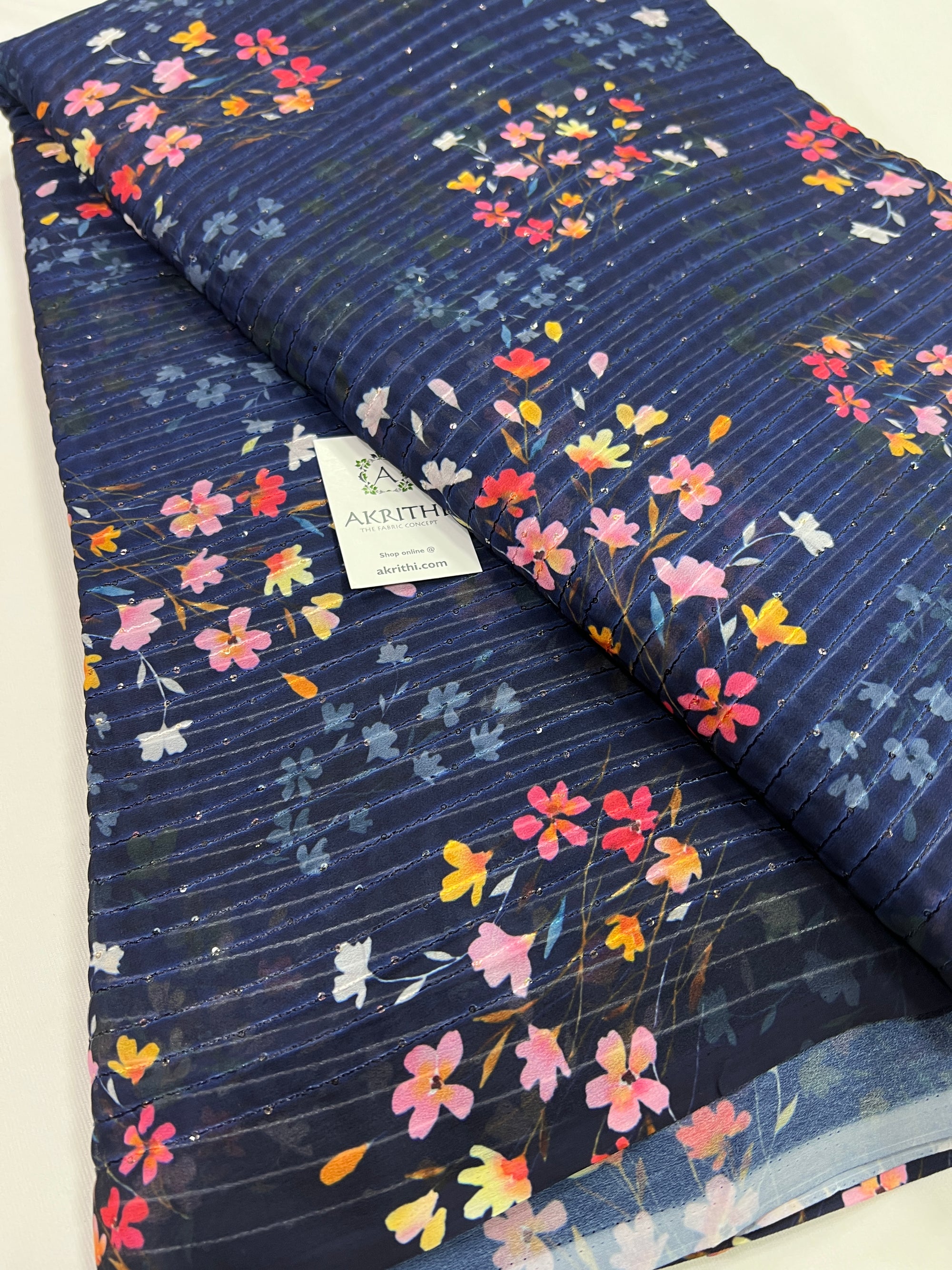 Digital printed georgette fabric with sequins work