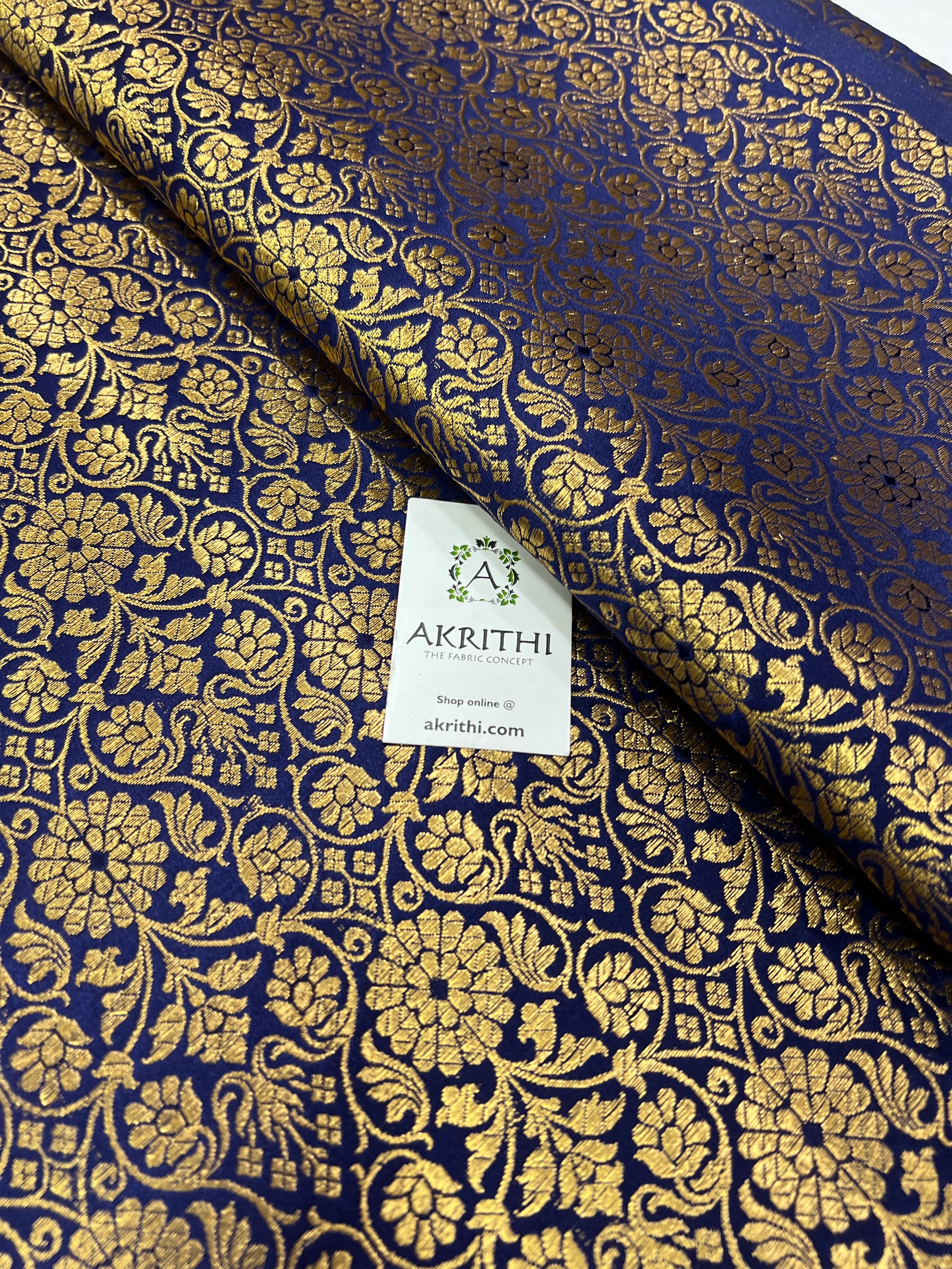 Banarasi brocade fabric blue