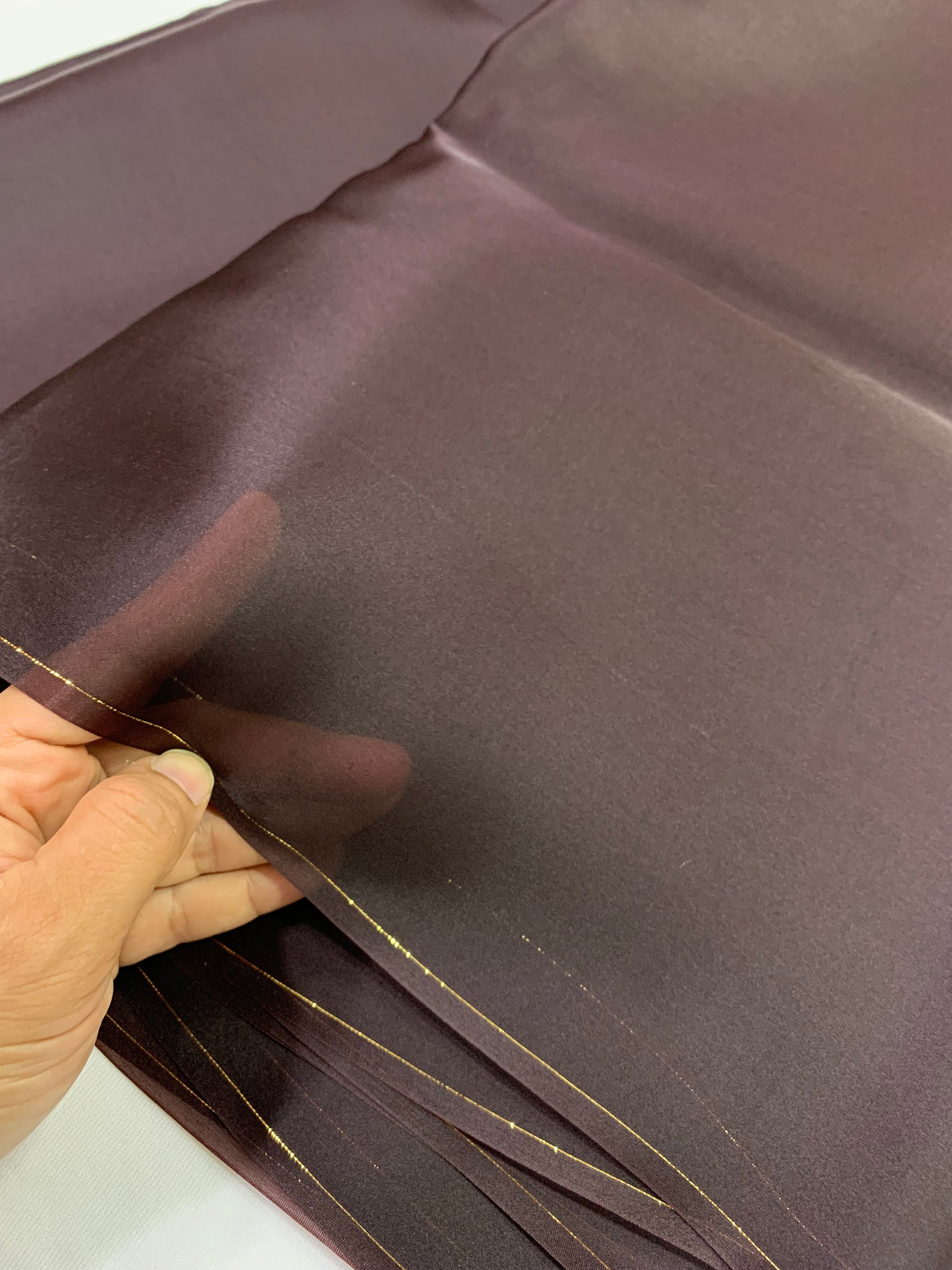 Pure silk satin organza brown saree