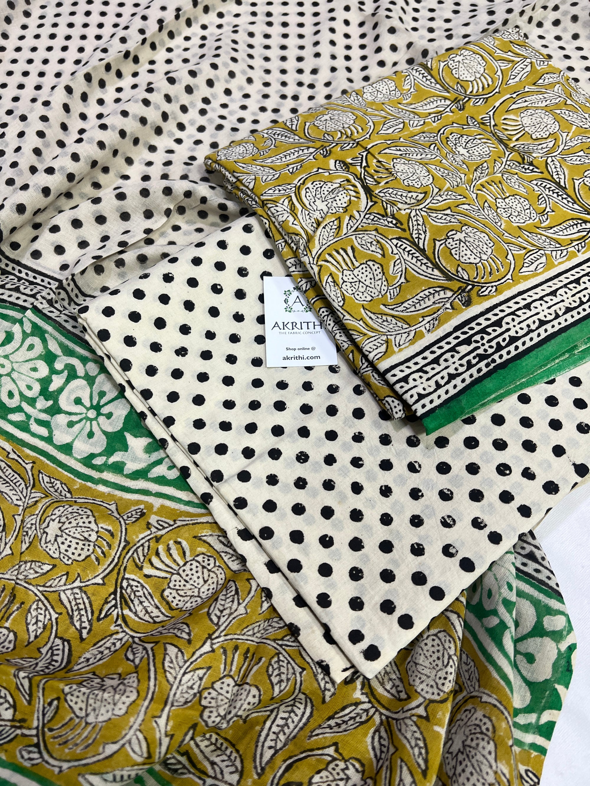 Hand block printed pure cotton salwar suit with dupatta