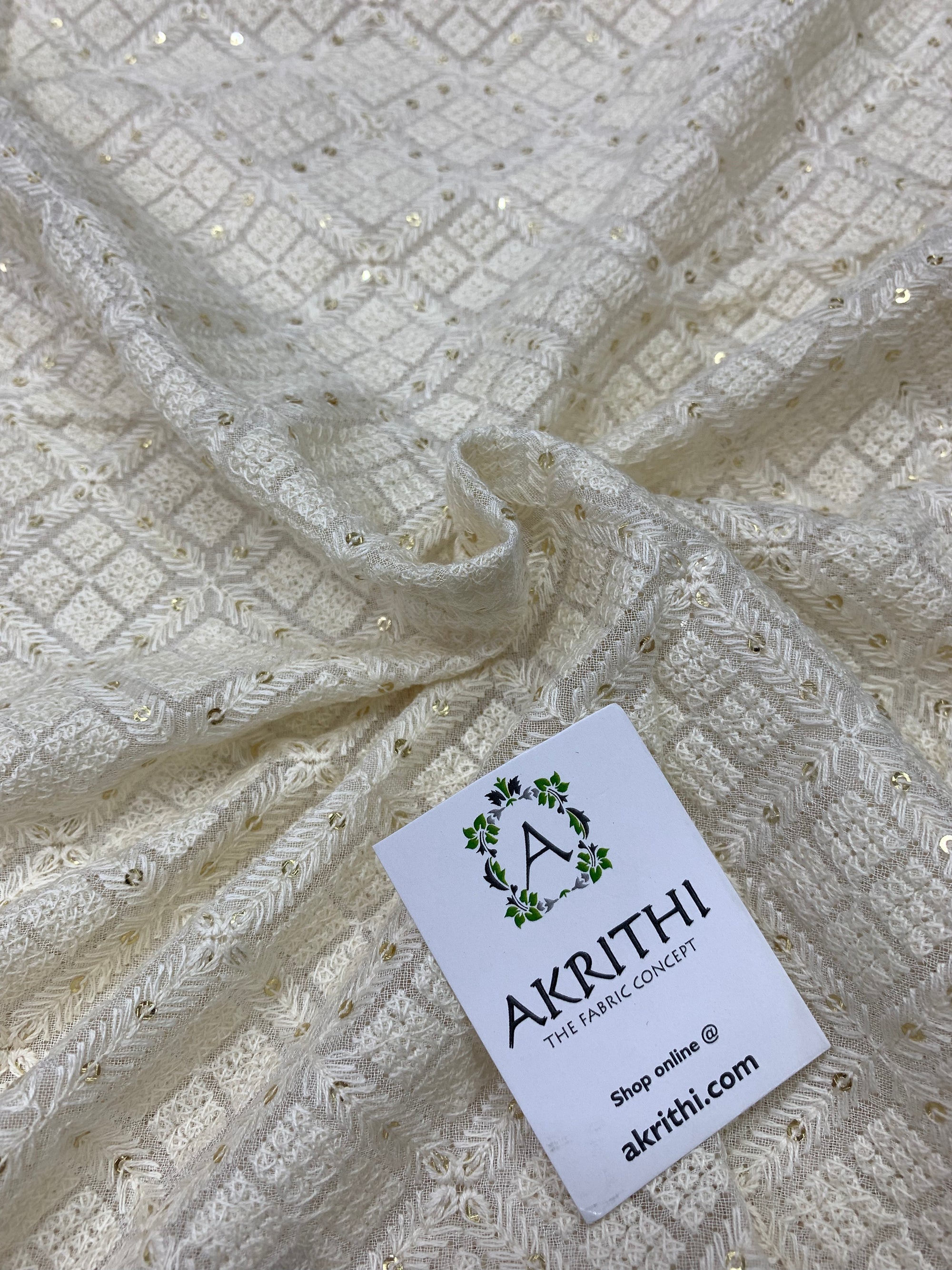 Embroidery on dyeable pure georgette fabric