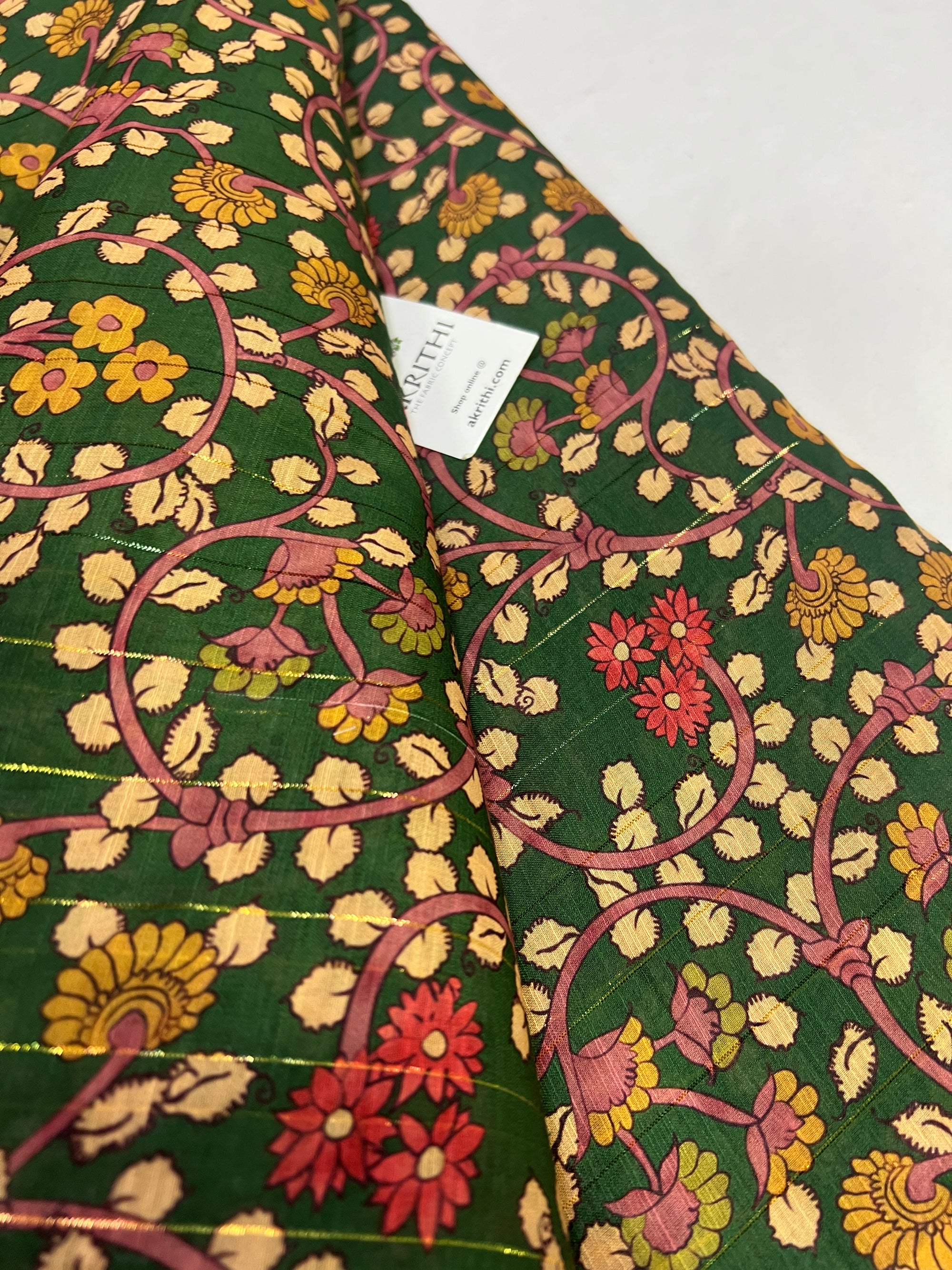 Digital printed munga cotton fabric with Zari lines