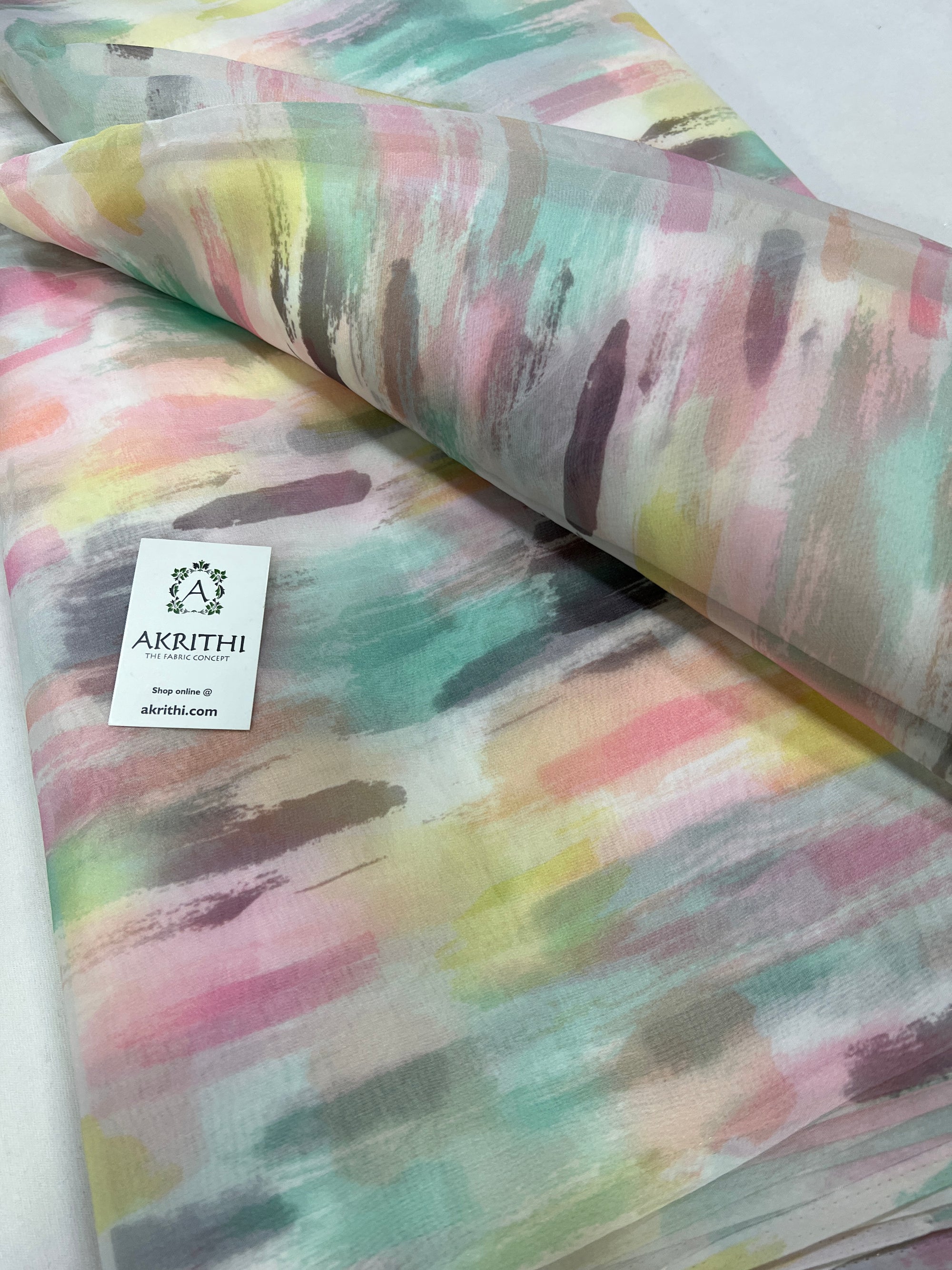 Digital floral Printed organza fabric