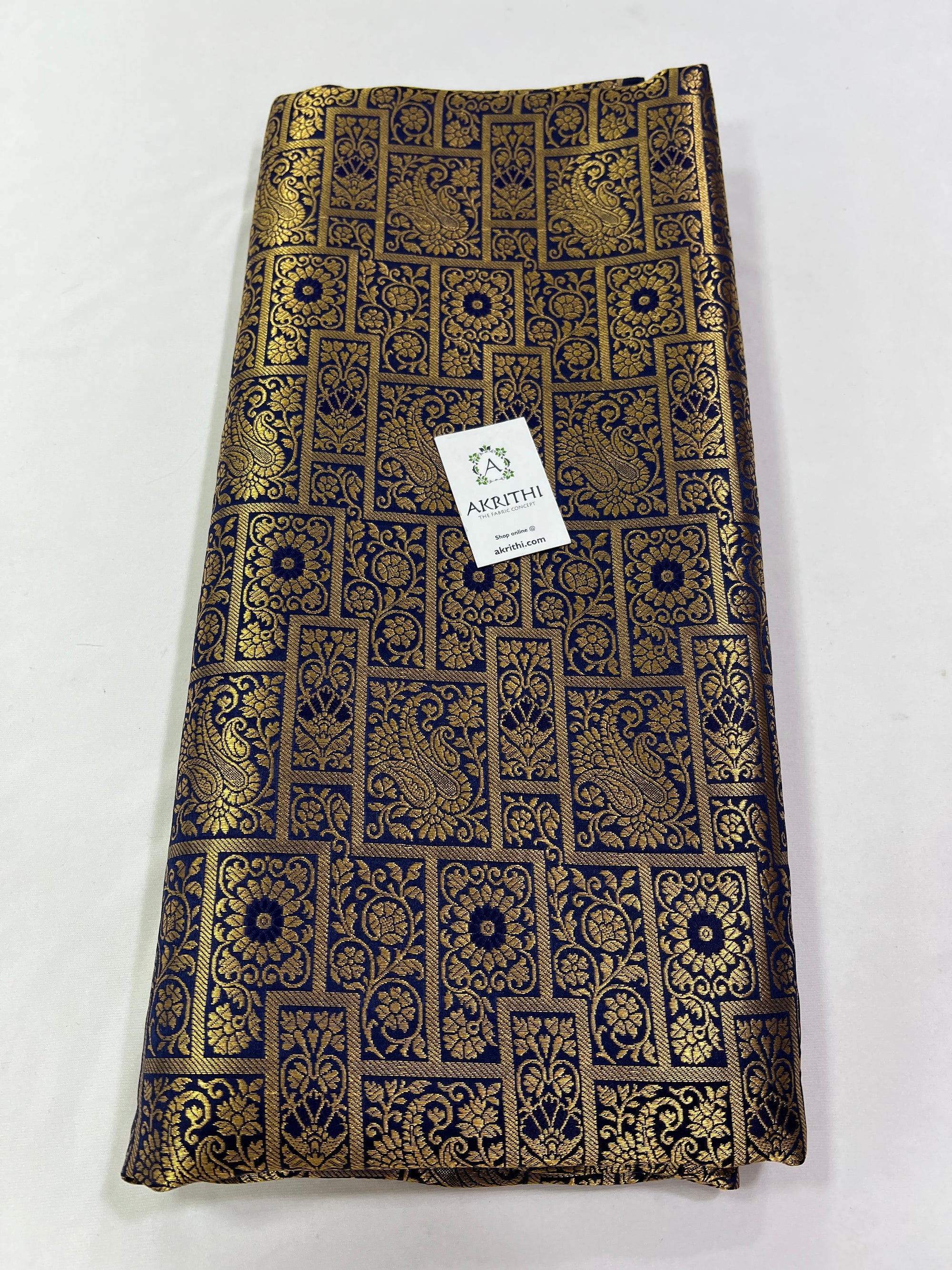 Banarasi brocade fabric navy blue