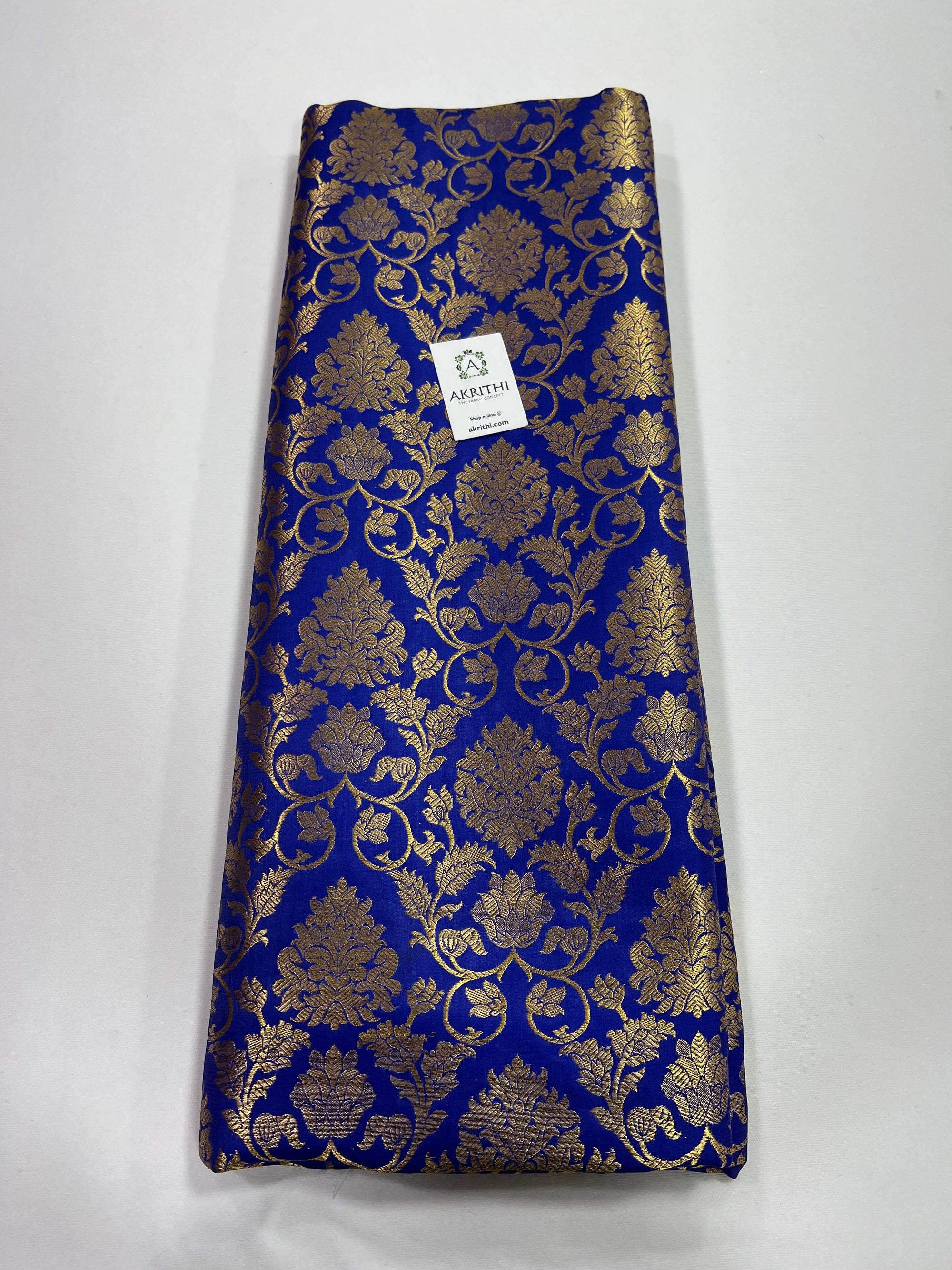 Banarasi brocade fabric royal blue
