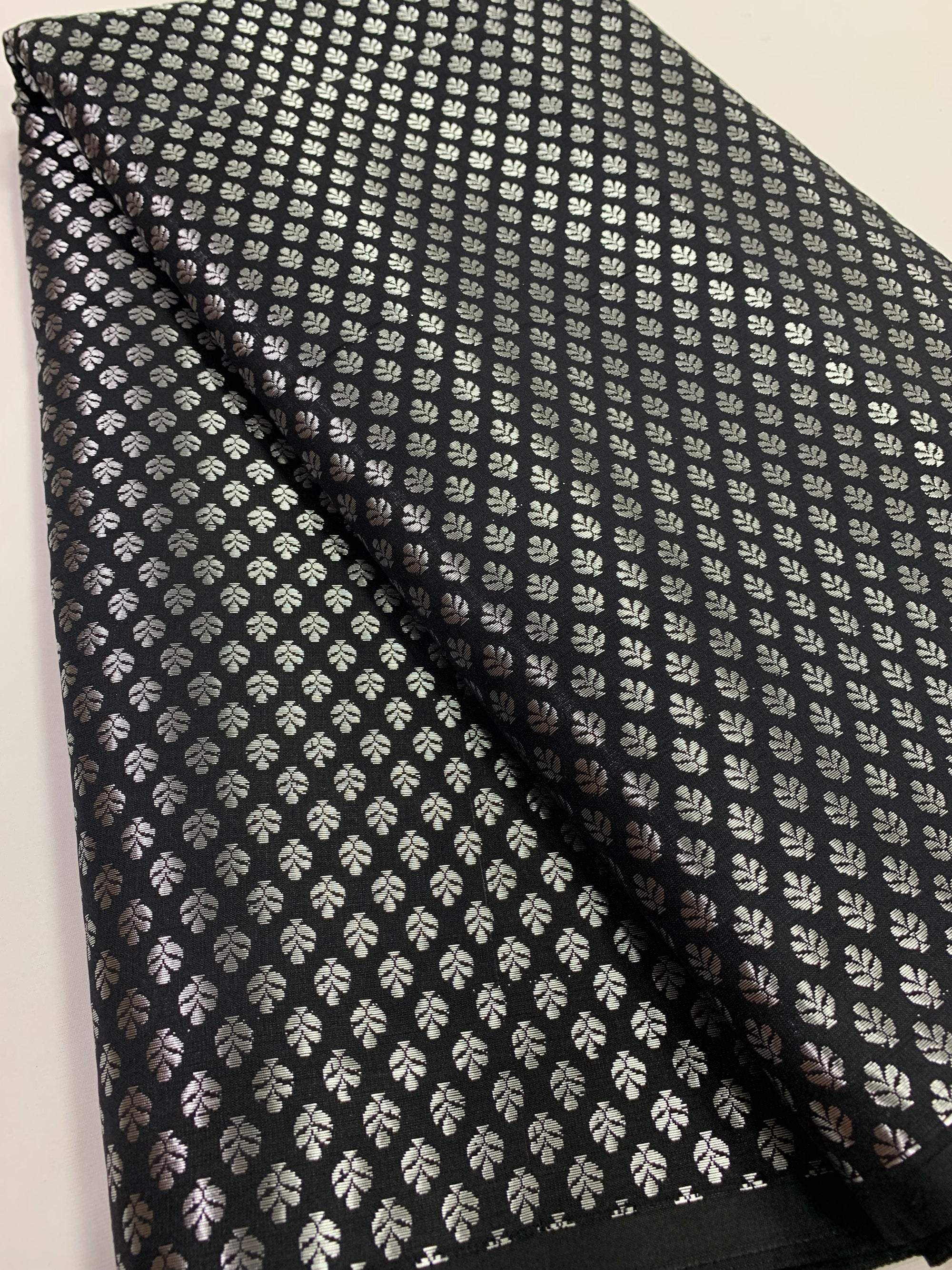 Banarasi brocade fabric with silver zari