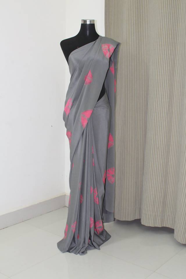 Bandhani pure silk crepe saree
