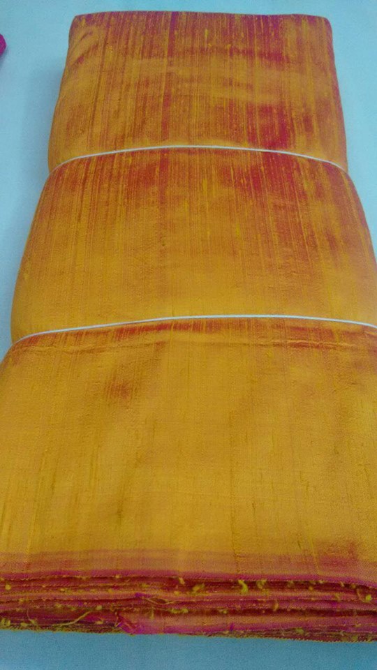 Dual tone dupion pure raw silk 100 grams - RED AND GOLD COLOUR