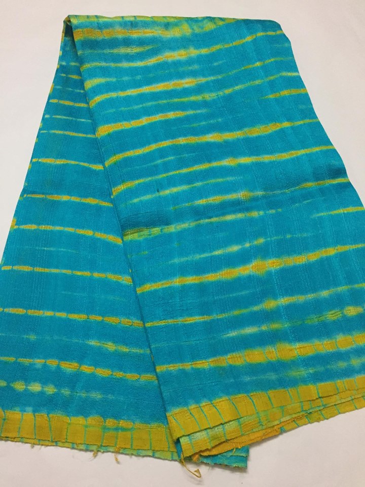 Pure dupion raw silk shibori tie and dye saree