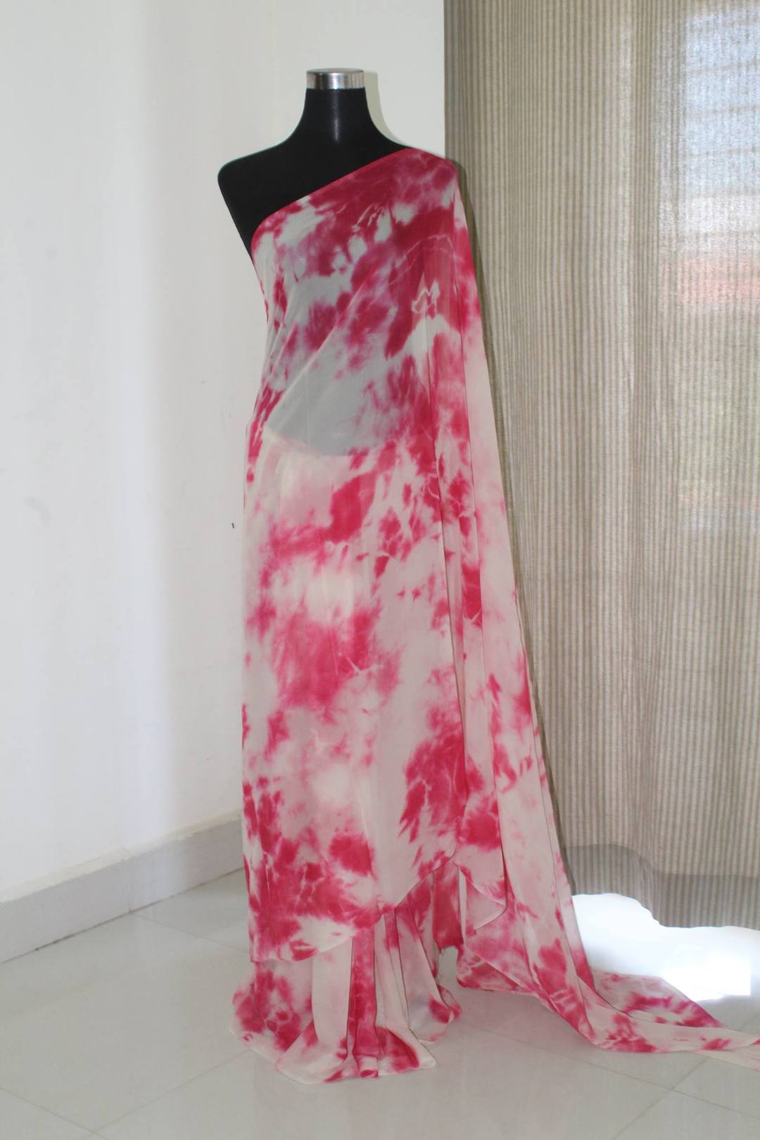 Shibori tie and dye pure georgette saree