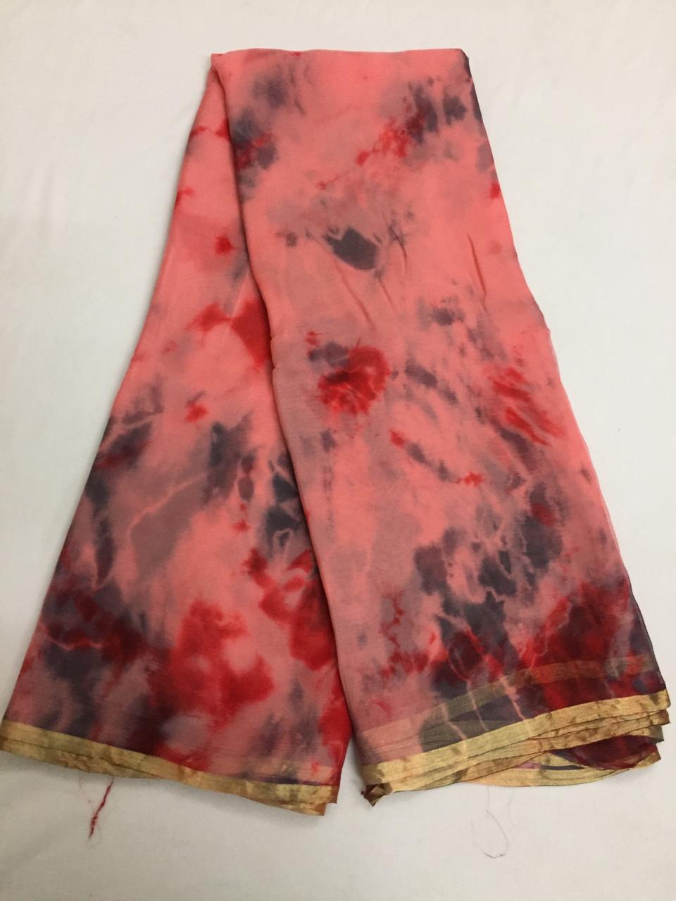 PURE CHIFFON SHIBORI TIE AND DYE SAREE