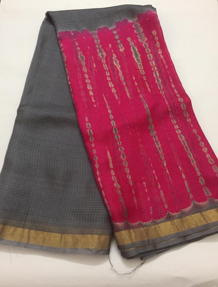 Tie and dye pure kota silk saree