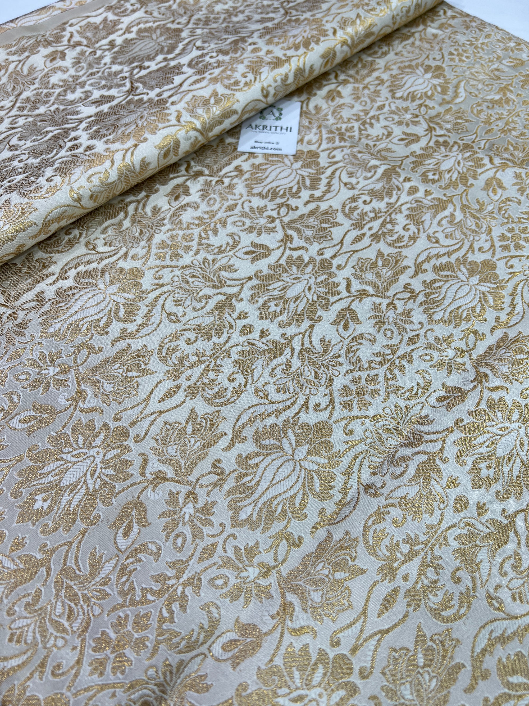 Banarasi brocade fabric off white