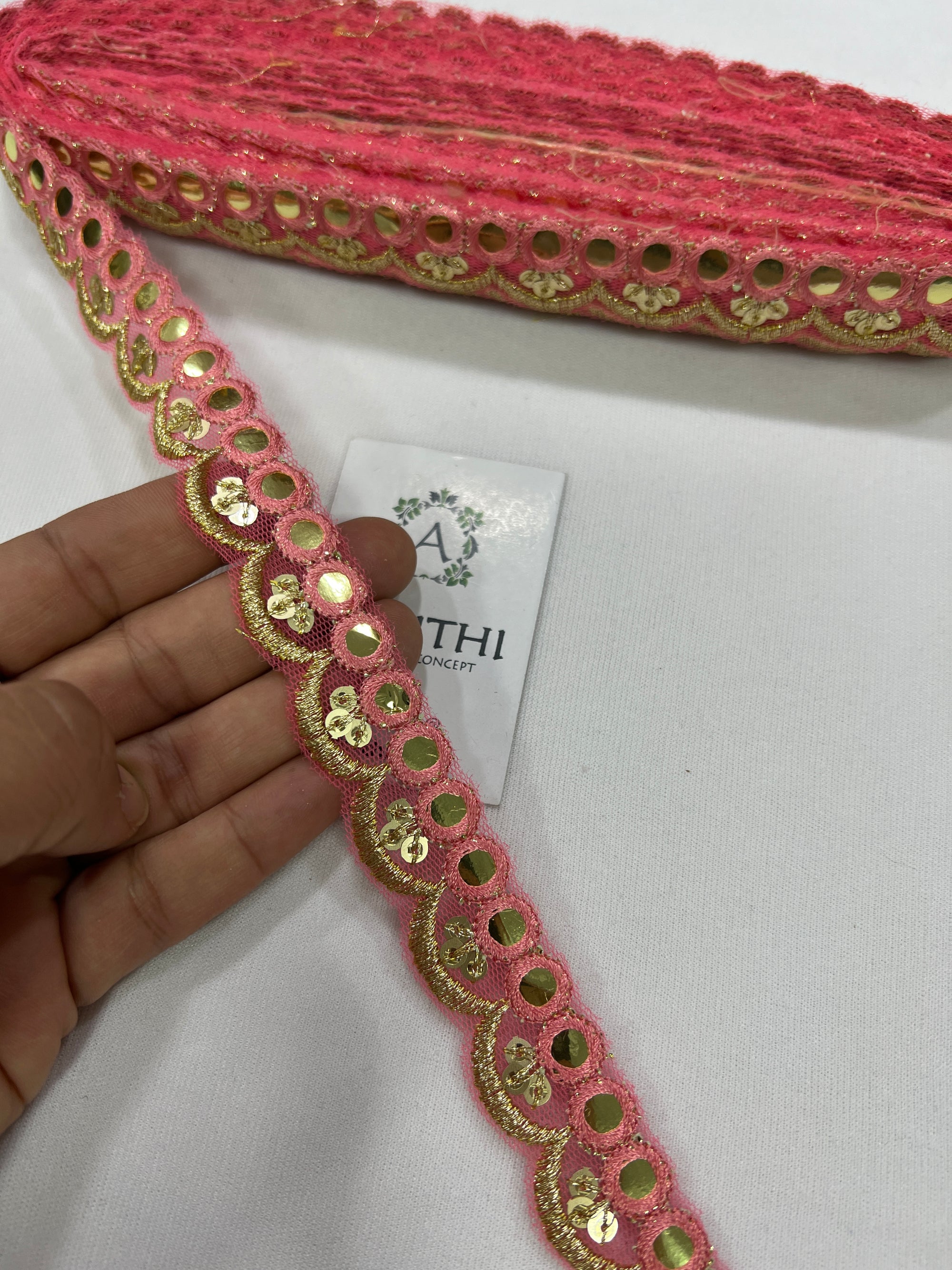 Embroidered mirror lace 9 metres roll