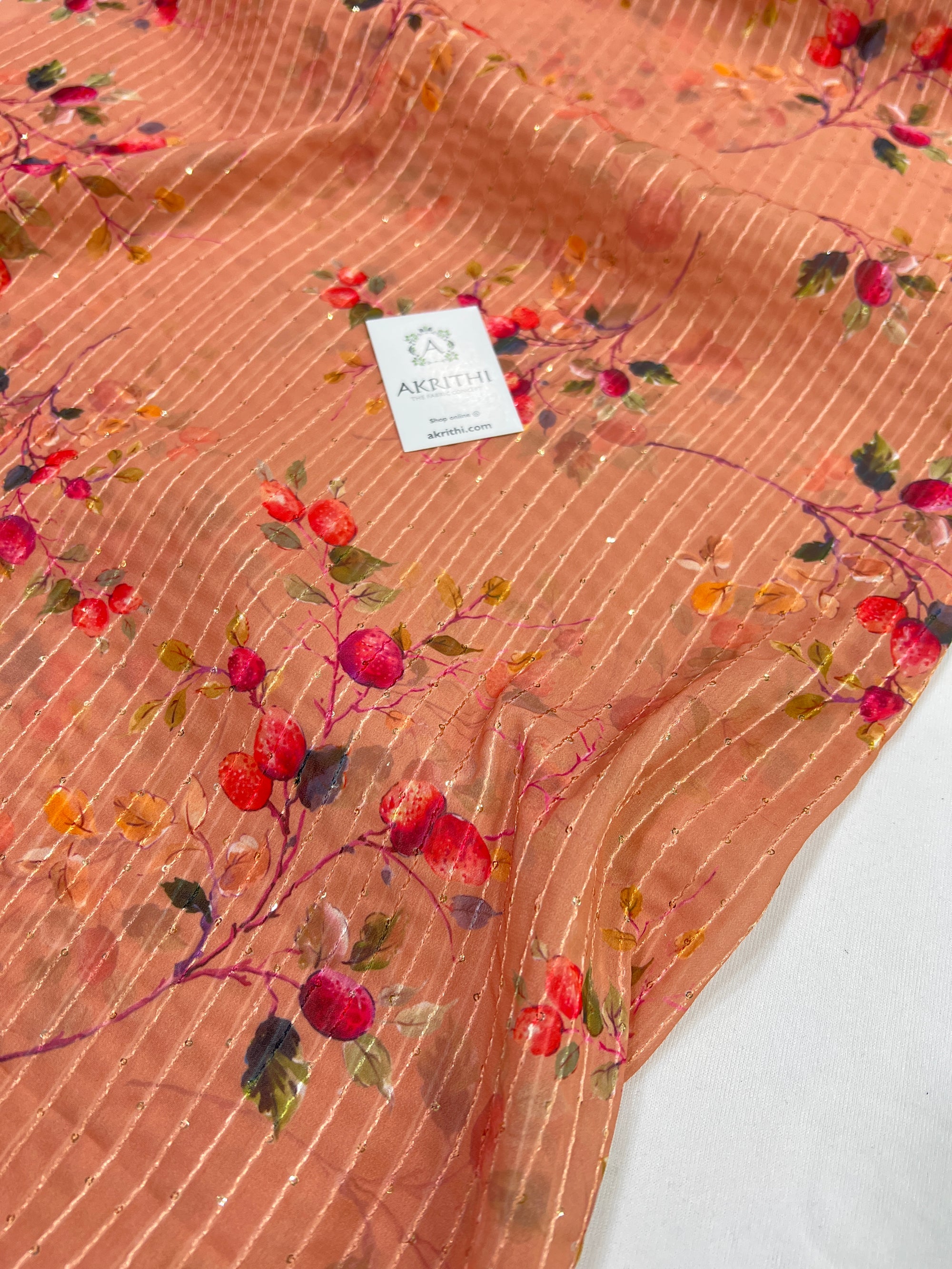 Digital printed georgette fabric with sequins work
