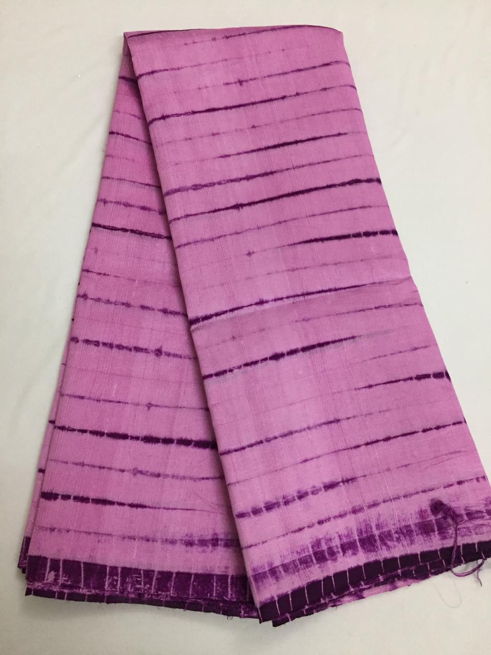 Shibori tie and dye pure raw silk fabric