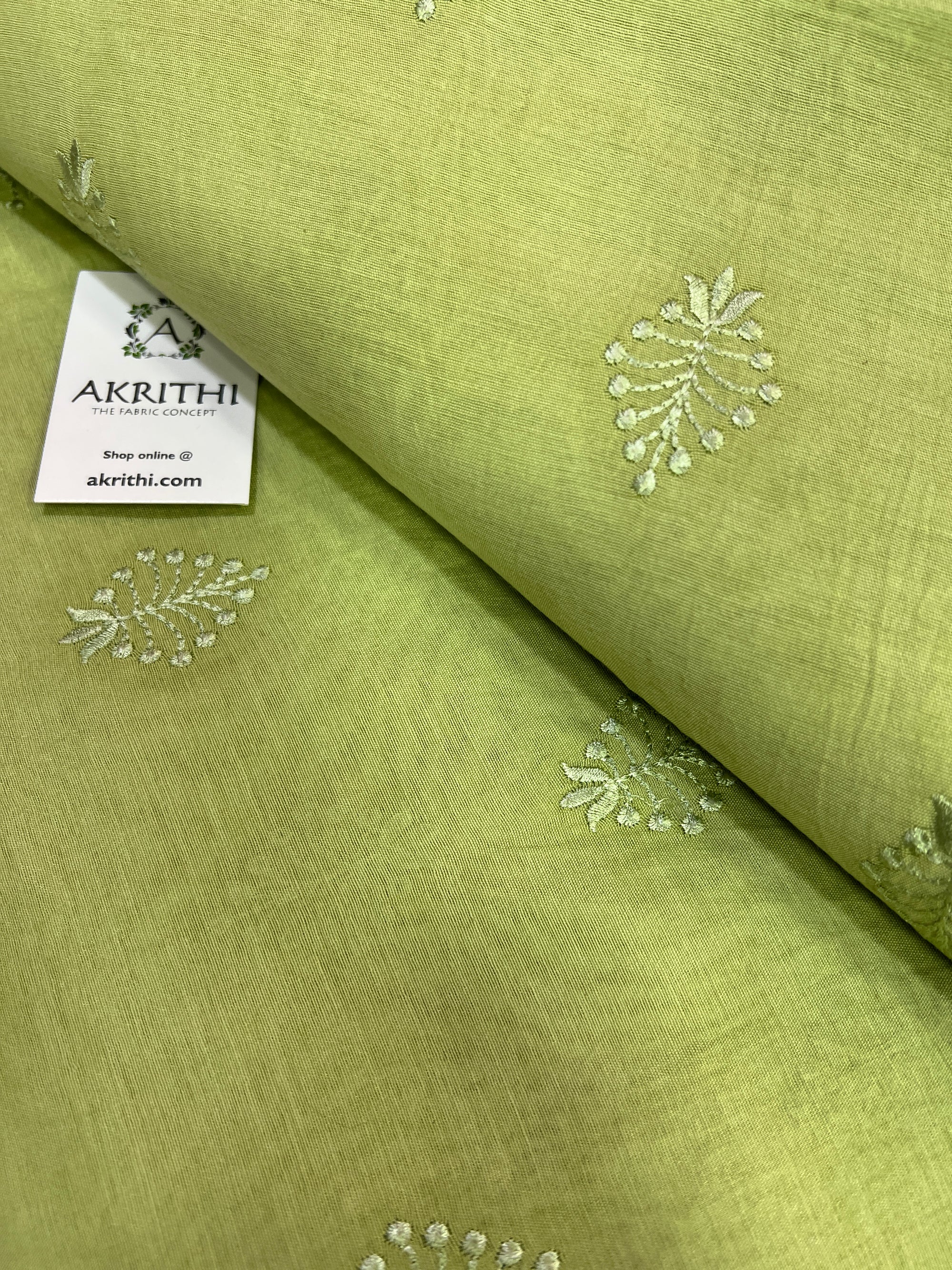 Chanderi embroidered fabric