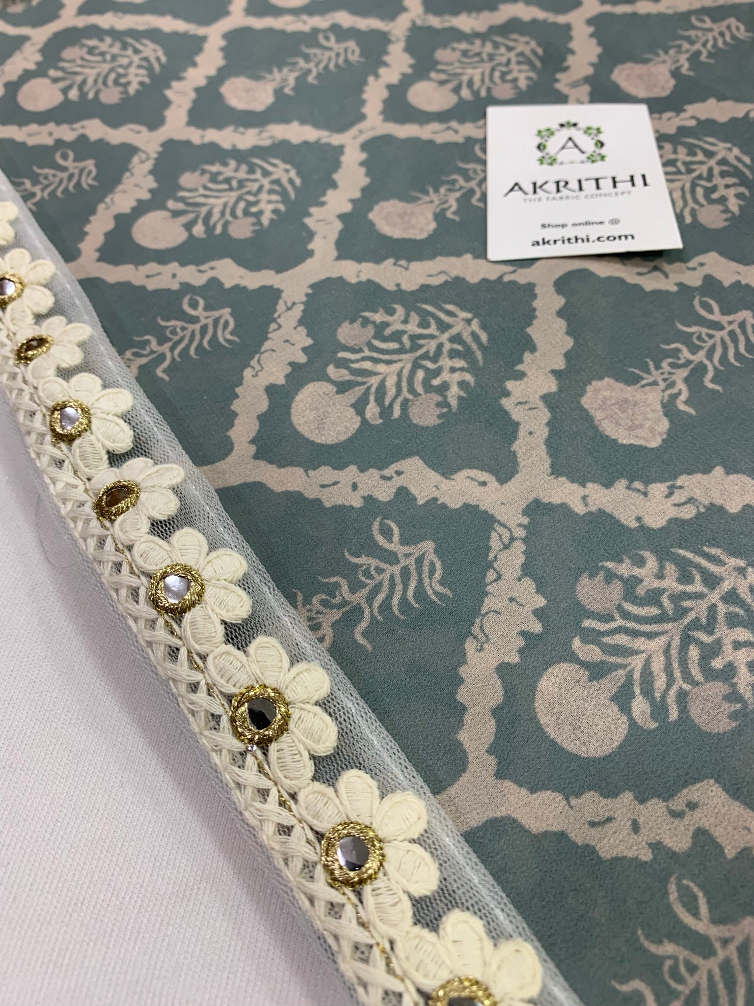 Printed Georgette saree with lace