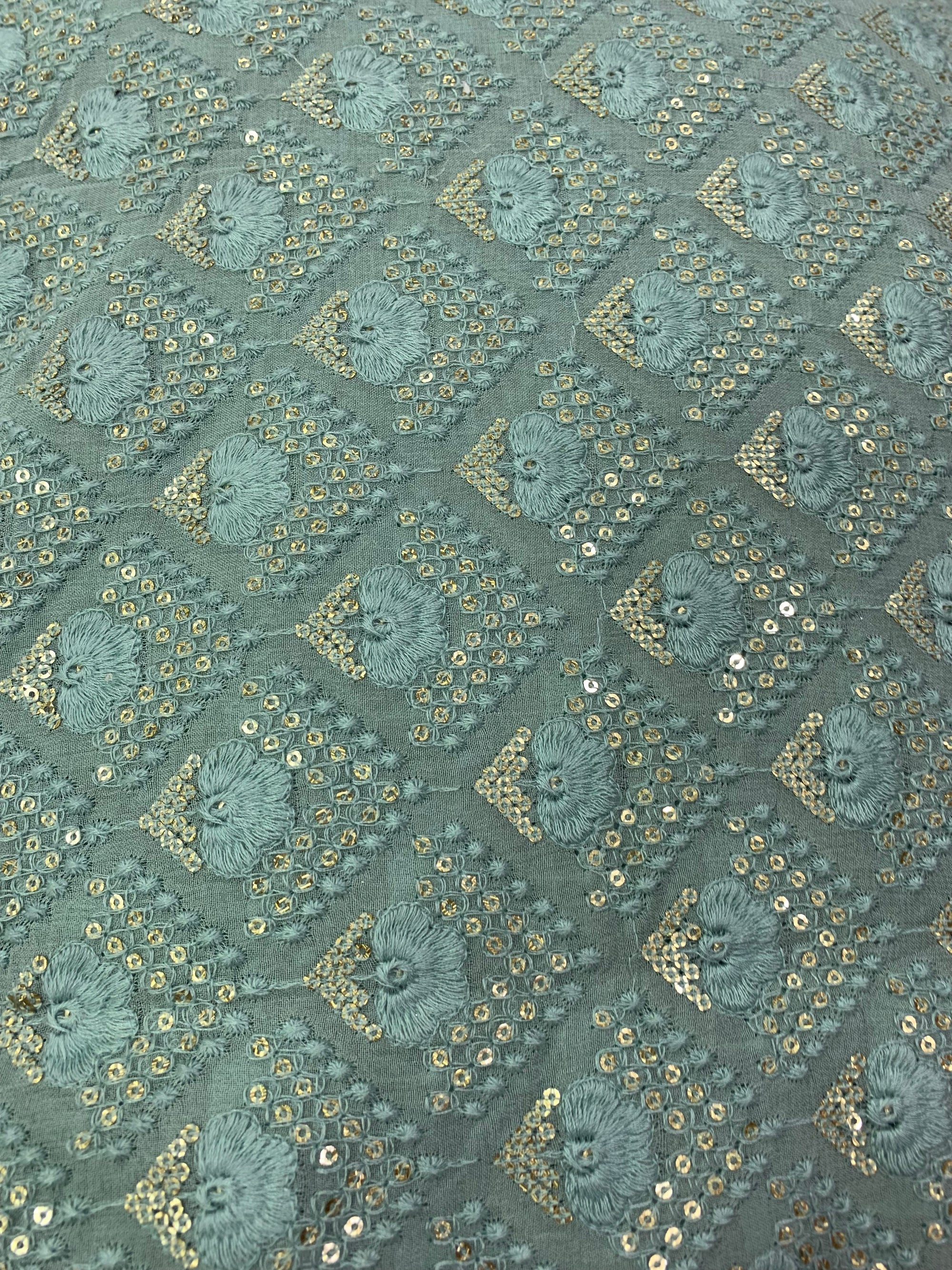 Embroidery on pure georgette fabric