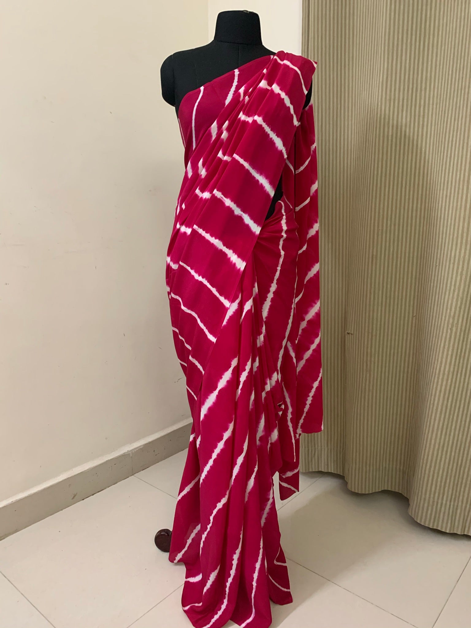 Leheriya pure silk crepe saree