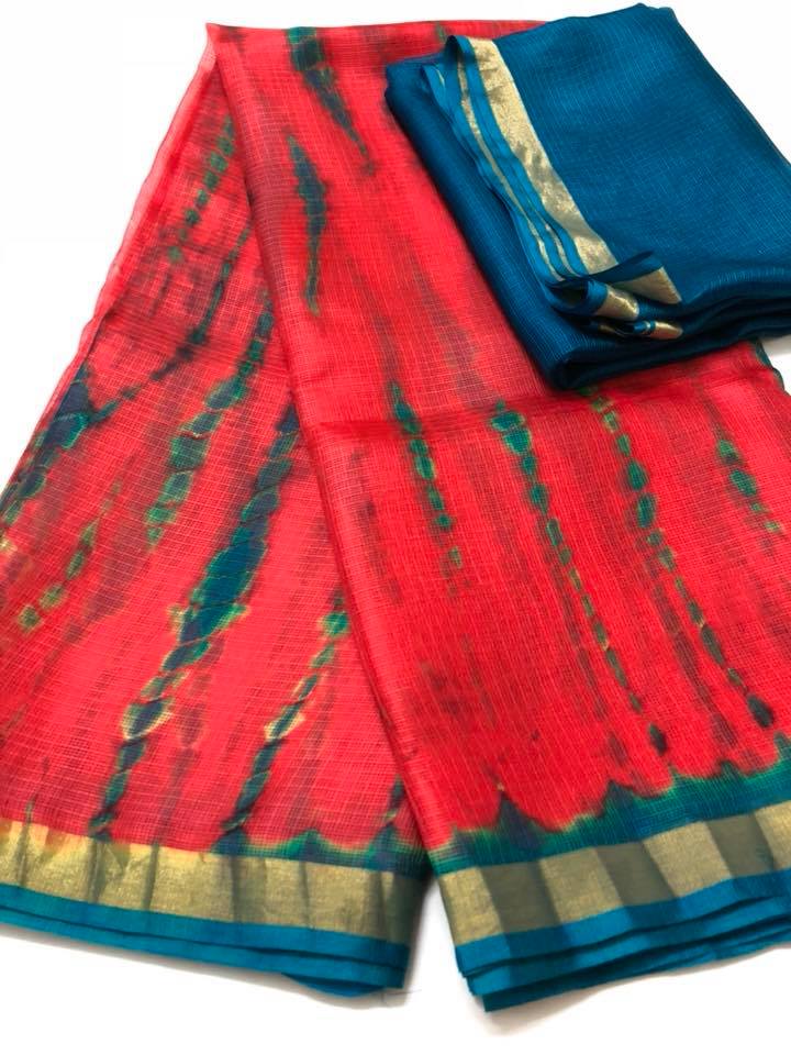 Tie and dye pure kota silk saree