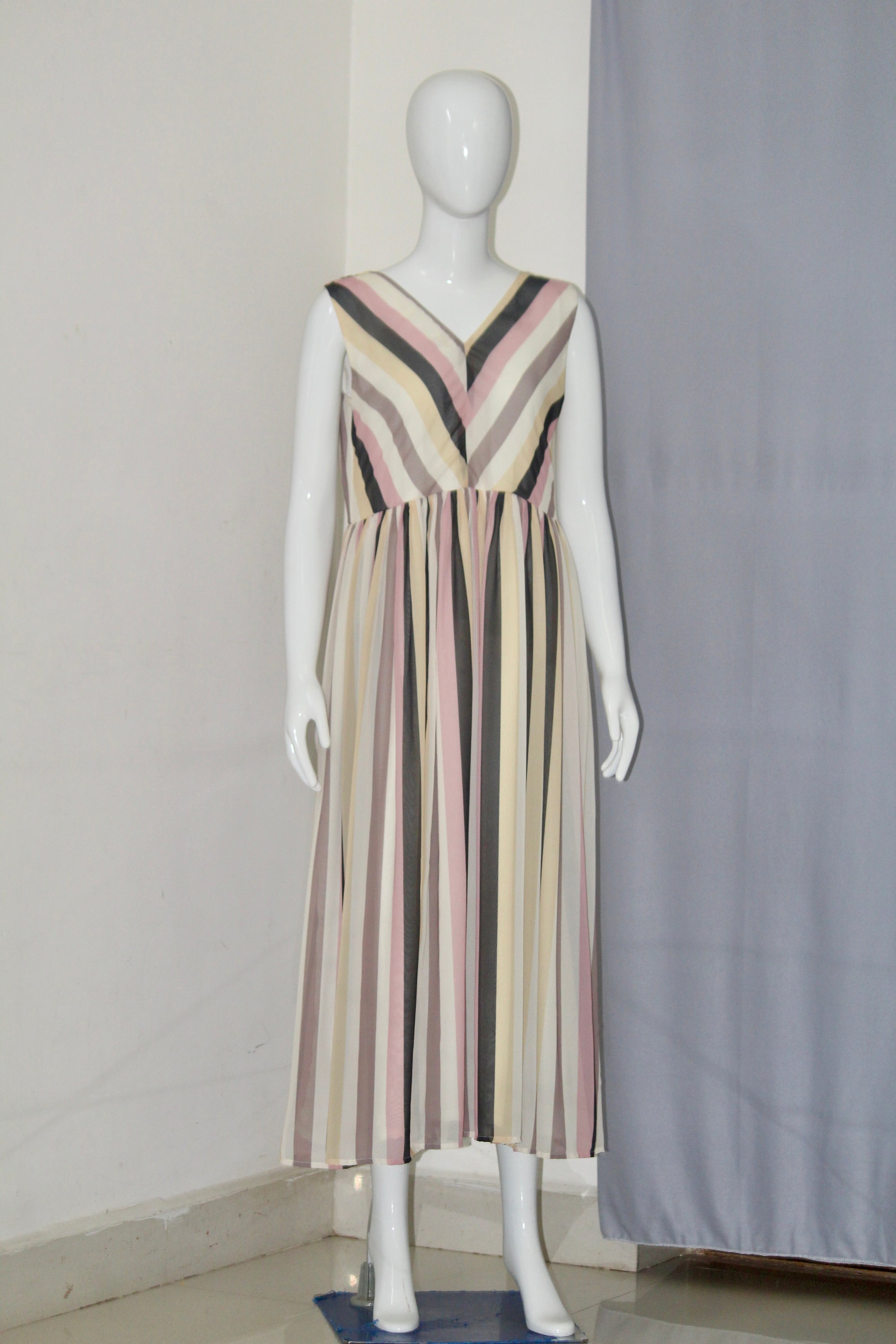 Striped georgette dress