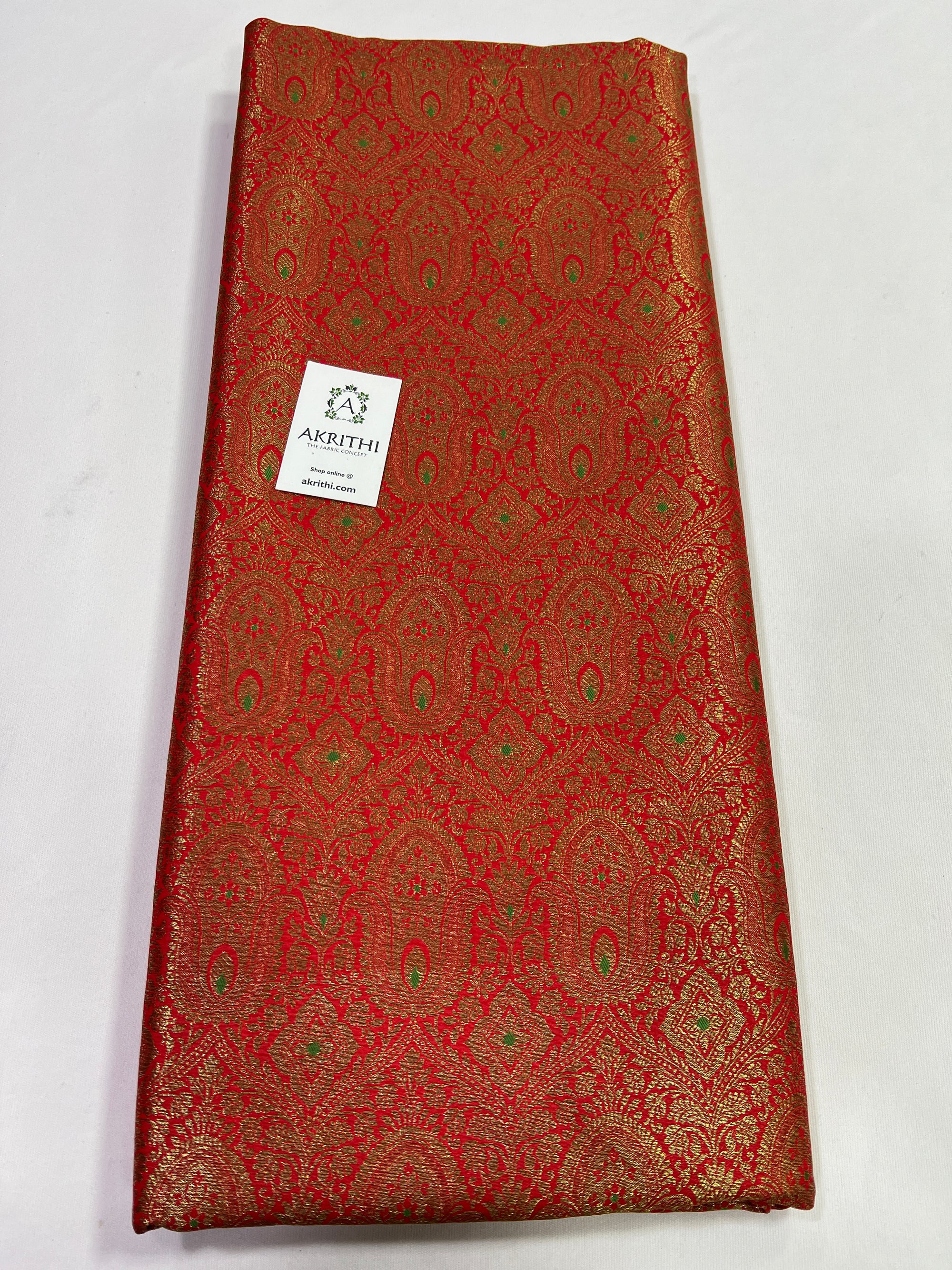 Handloom Banarasi brocade fabric with antique zari