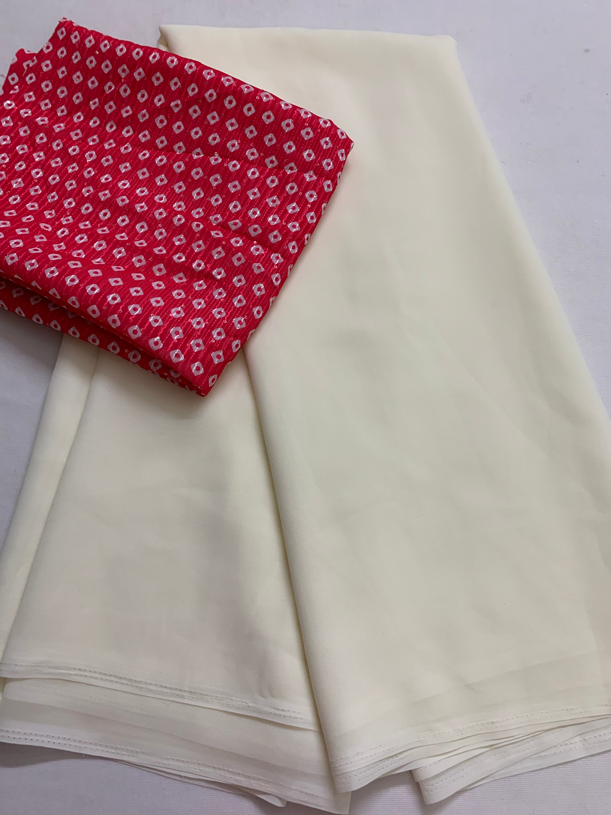Georgette saree with embroidered bandhani print blouse