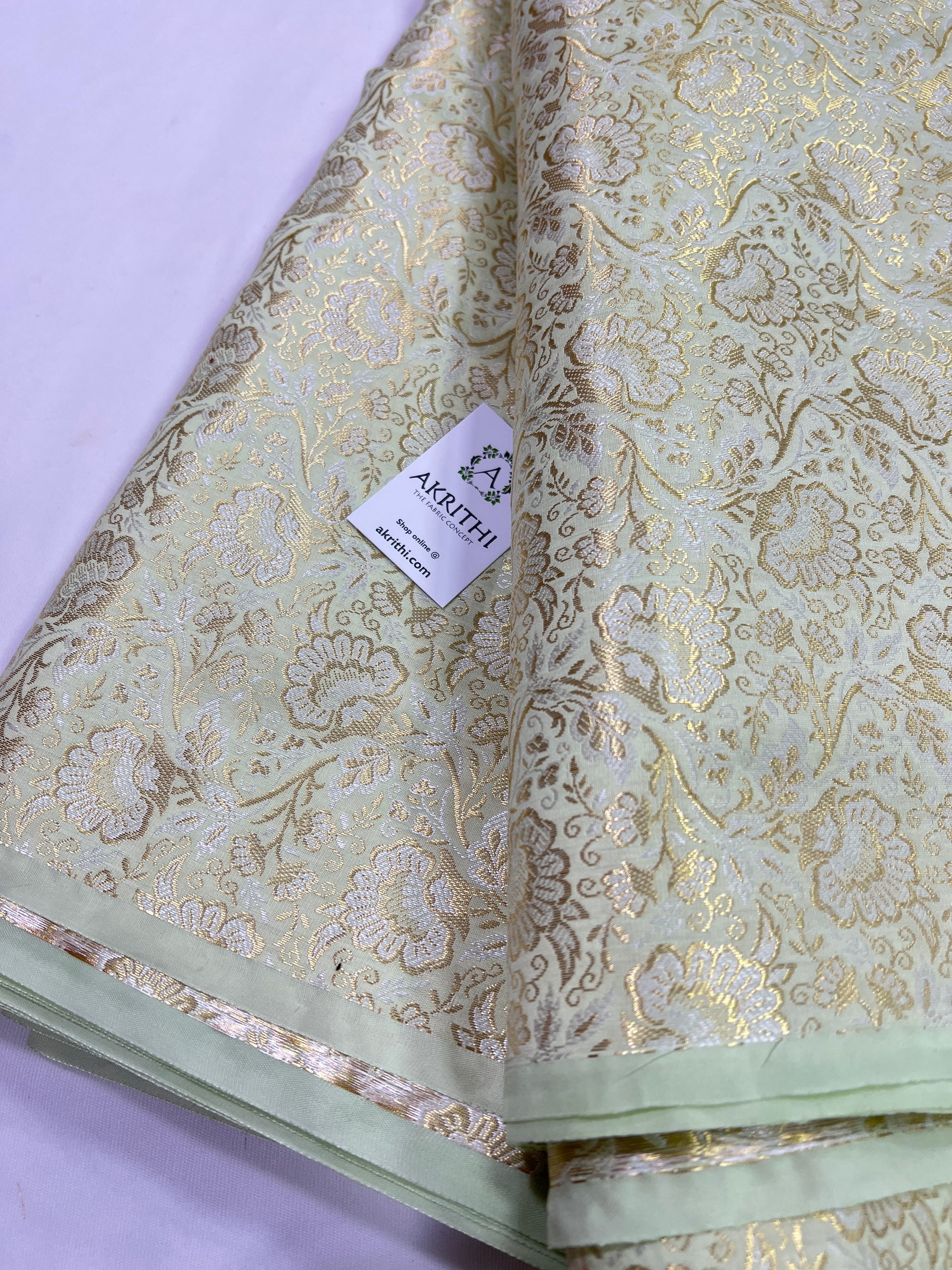 Banarasi brocade fabric green