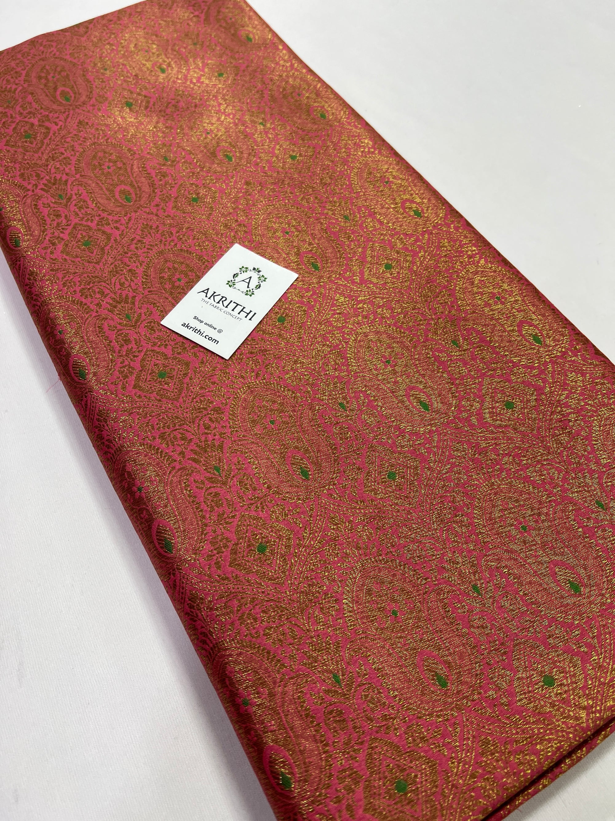 Handloom Banarasi brocade fabric with antique zari